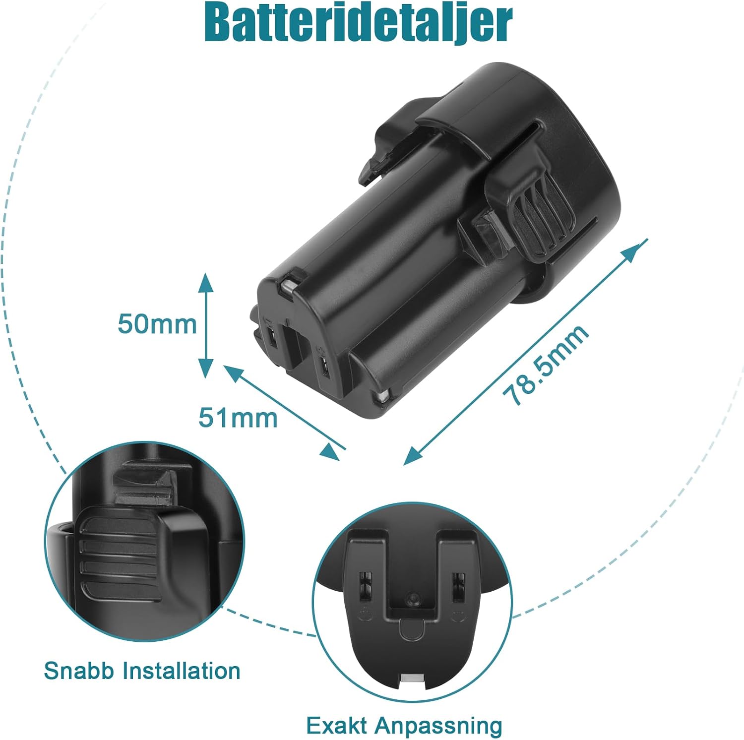 Thumbnail 2 de REACELL BL1013 ersättningsbatterier för Makita 10,8 V, 3 000 mAh, 2-pack