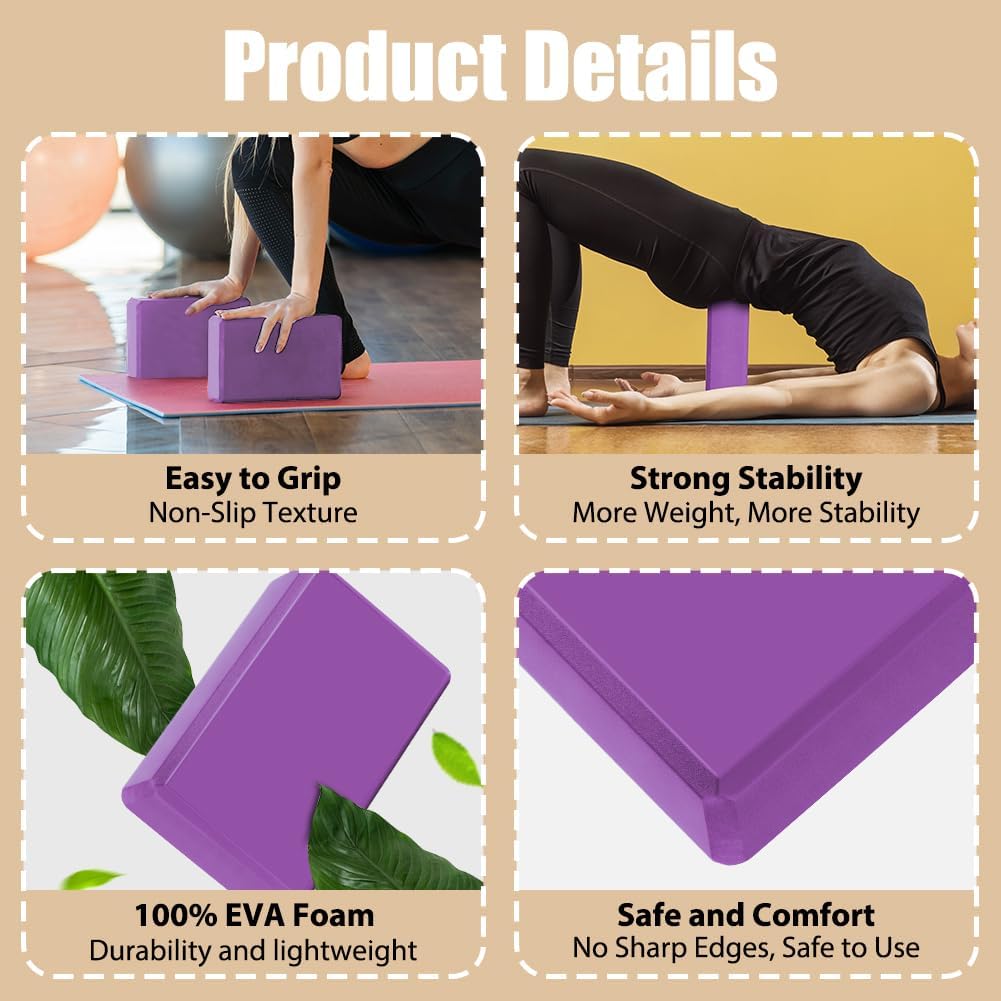 Thumbnail 3 de flintronic Yoga Block für Erwachsene – 2er-Set aus hochdichtem EVA-Schaum, rutschfest und leicht