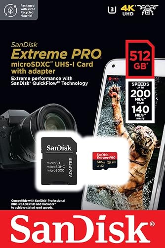 Thumbnail 3 de SanDisk Extreme PRO 512GB microSDXC con adaptador SD y RescuePro Deluxe: rendimiento rápido para apps y multimedia