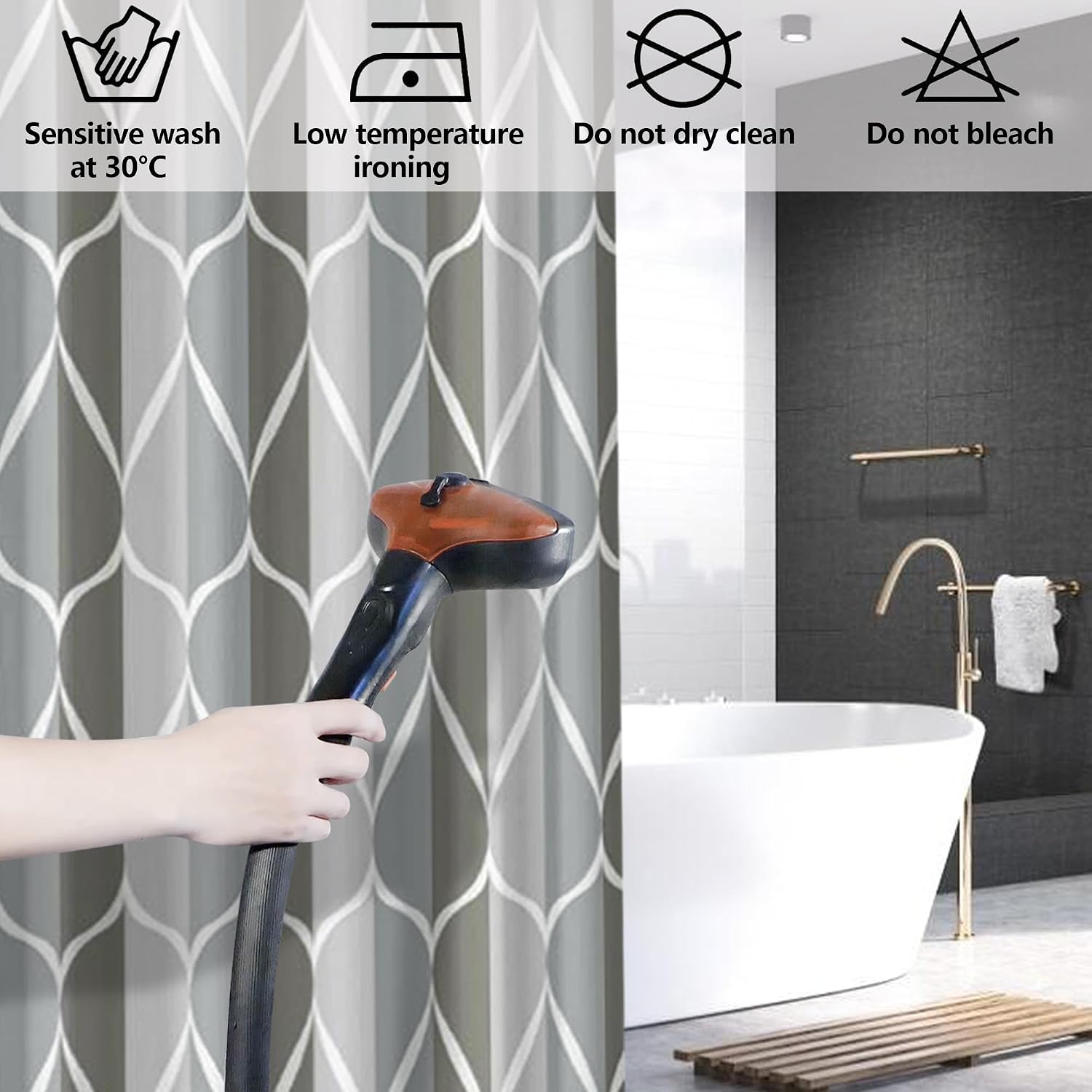 Thumbnail 2 de GERUIKE 180x180 cm Weighted Shower Curtain