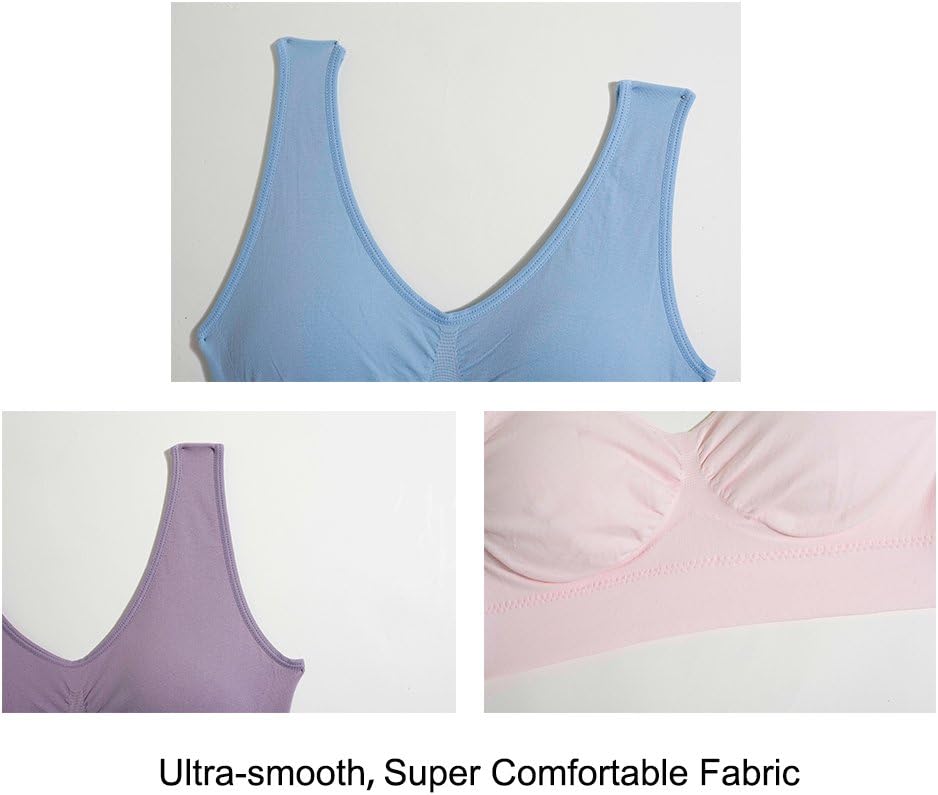 Thumbnail 5 de Lemef 3-Pack Seamless Wirefree Yoga Sports Bras with Removable Pads (Medium Support)