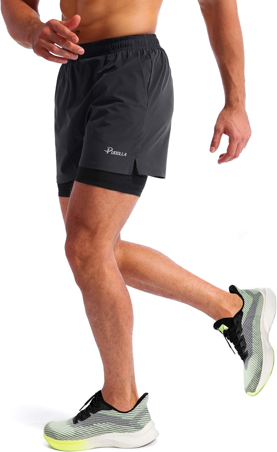Thumbnail 2 de Pudolla Men’s 2 in 1 Running Shorts 5" Quick Dry with Phone Pockets