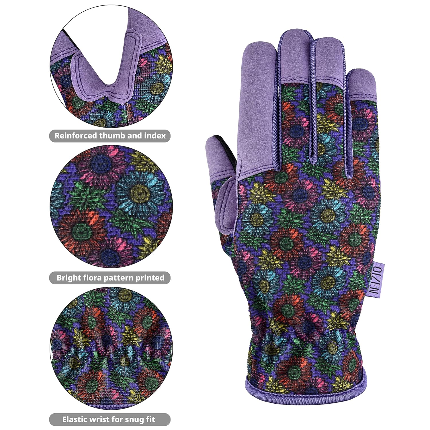 Thumbnail 1 de OIZEN Gartenhandschuhe für Frauen und Männer – Touchscreen-fähige, dornenfeste Gartenhandschuhe, Größe Klein (S), lila Blume