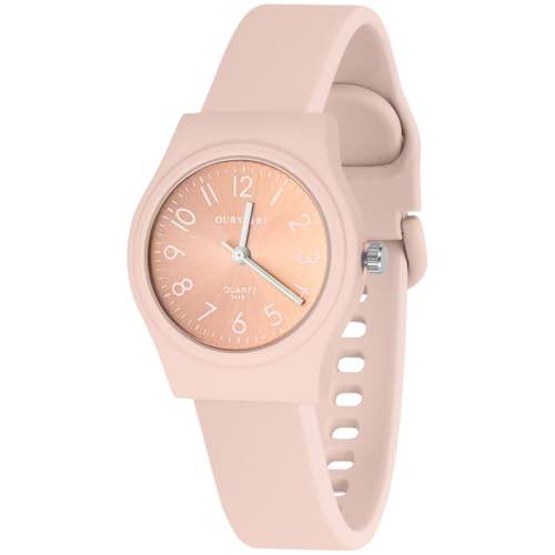 Detalle de OFFCUP Orologio da Donna 38 mm Rosa Chiaro – Cinturino in Silicone, Movimento Quarzo a Tre Lancette