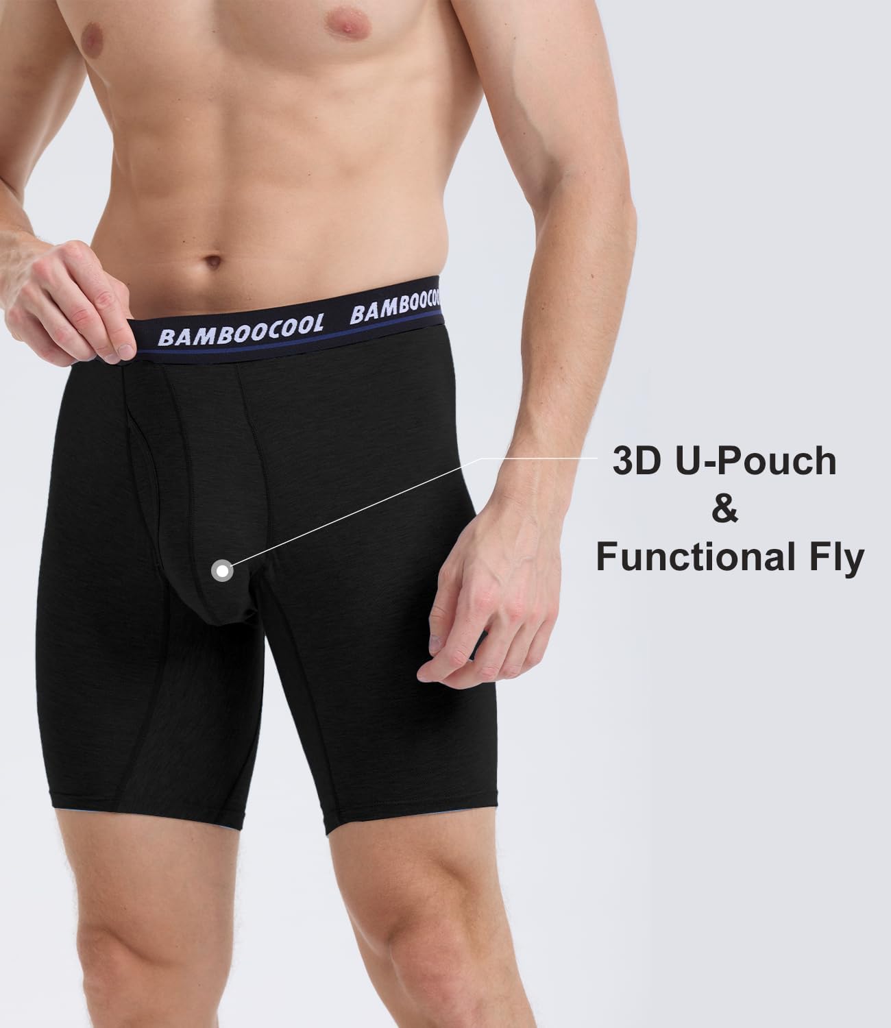 Detalle de BAMBOO COOL Men's Long Boxer Briefs Performance Long Leg Boxer Briefs (MultiPack)