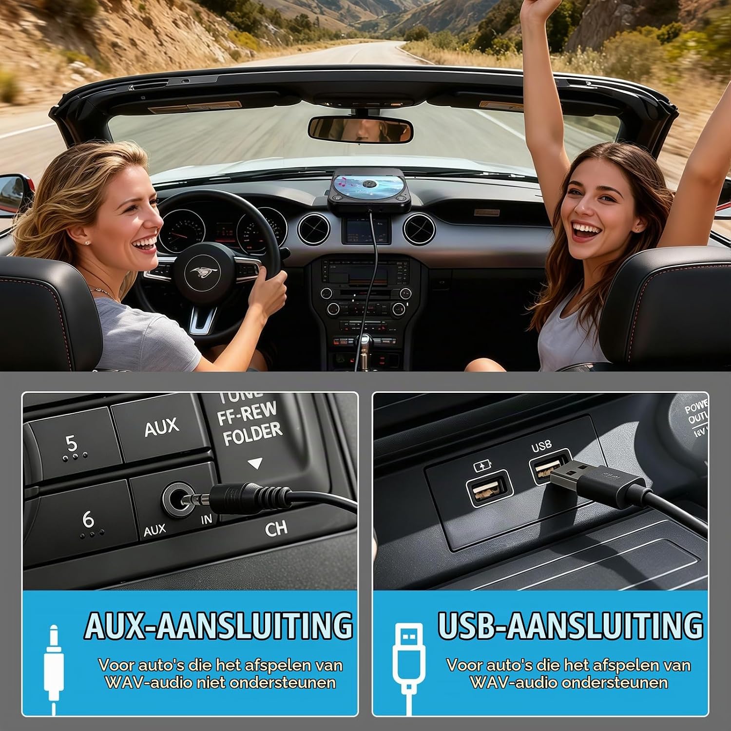 Detalle de Canareen 606 externe cd-speler voor auto met USB en AUX