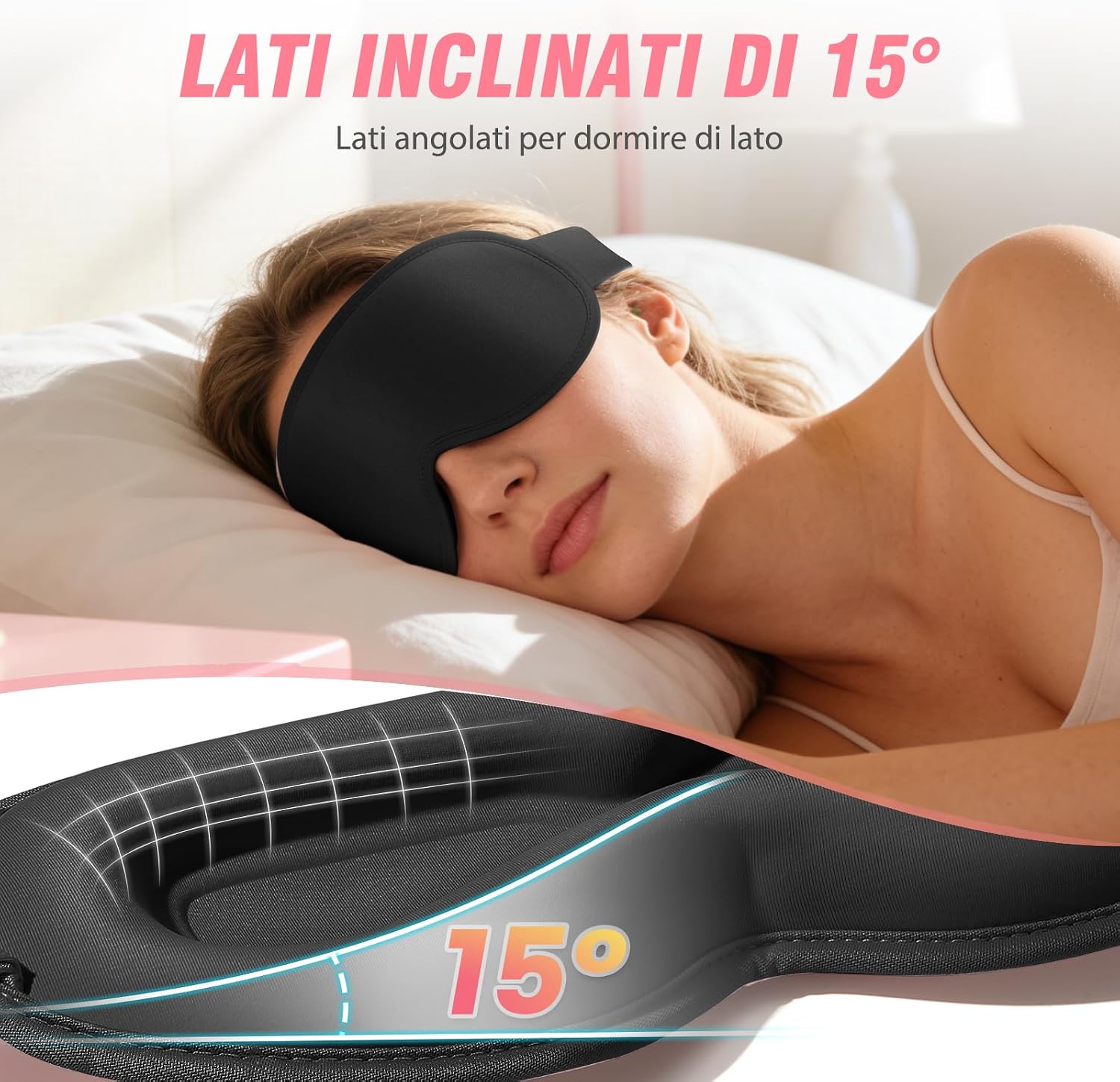 Thumbnail 3 de GRIFEMA Mascherina per Dormire 3D 100% Oscurante: comfort e oscurità totale per sonno profondo