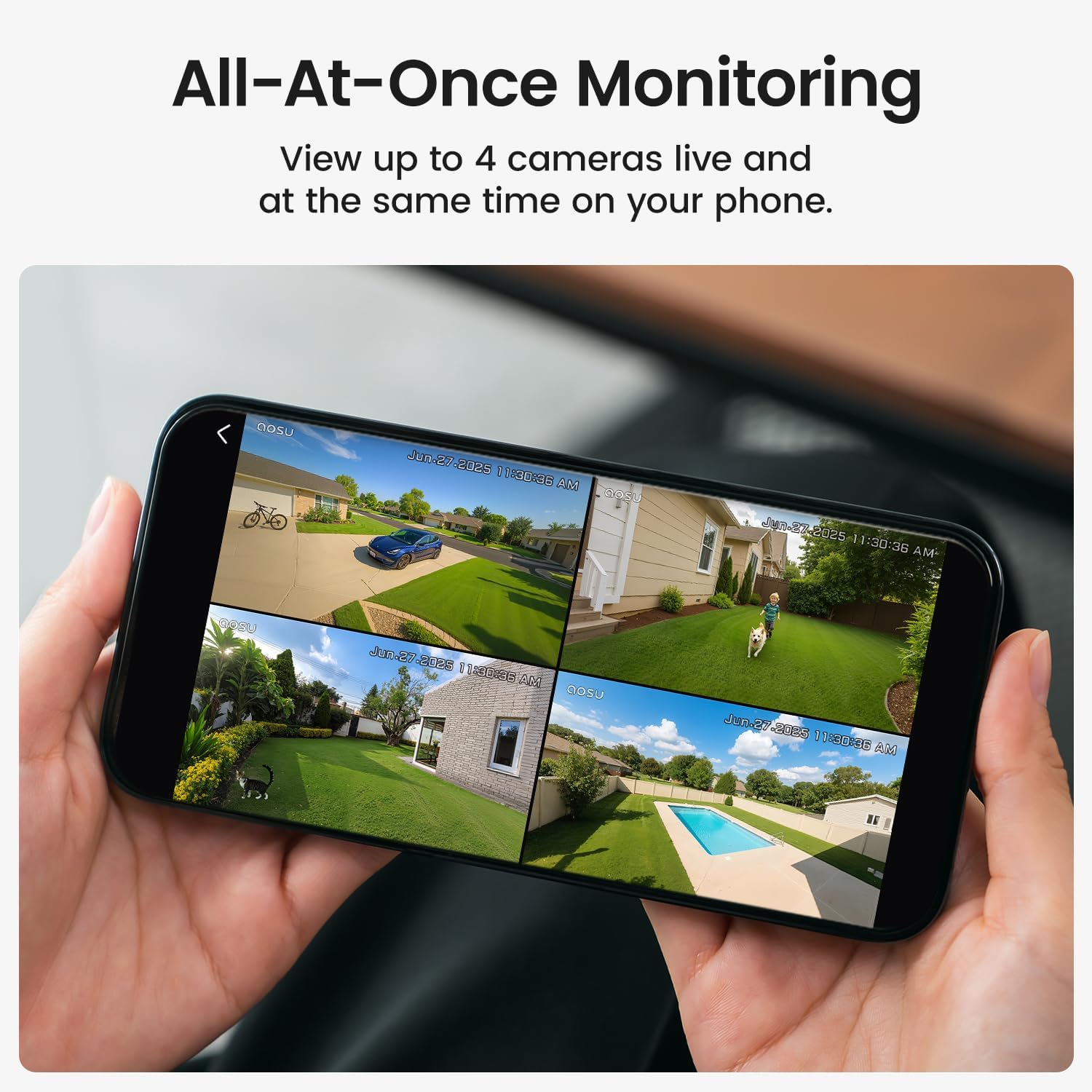 Thumbnail 3 de aosu Solar Security Cameras Wireless Outdoor 2K Color Night Vision 4-Cam Kit with Local Storage (No Subscription)