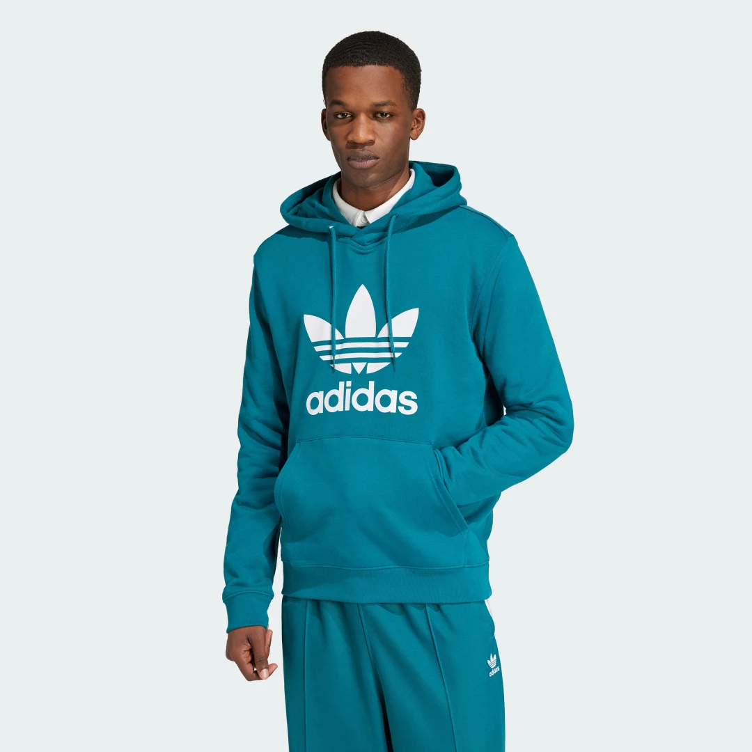 Detalle de Sudadera con capucha Adicolor Classics Trefoil de Adidas (Turquesa)
