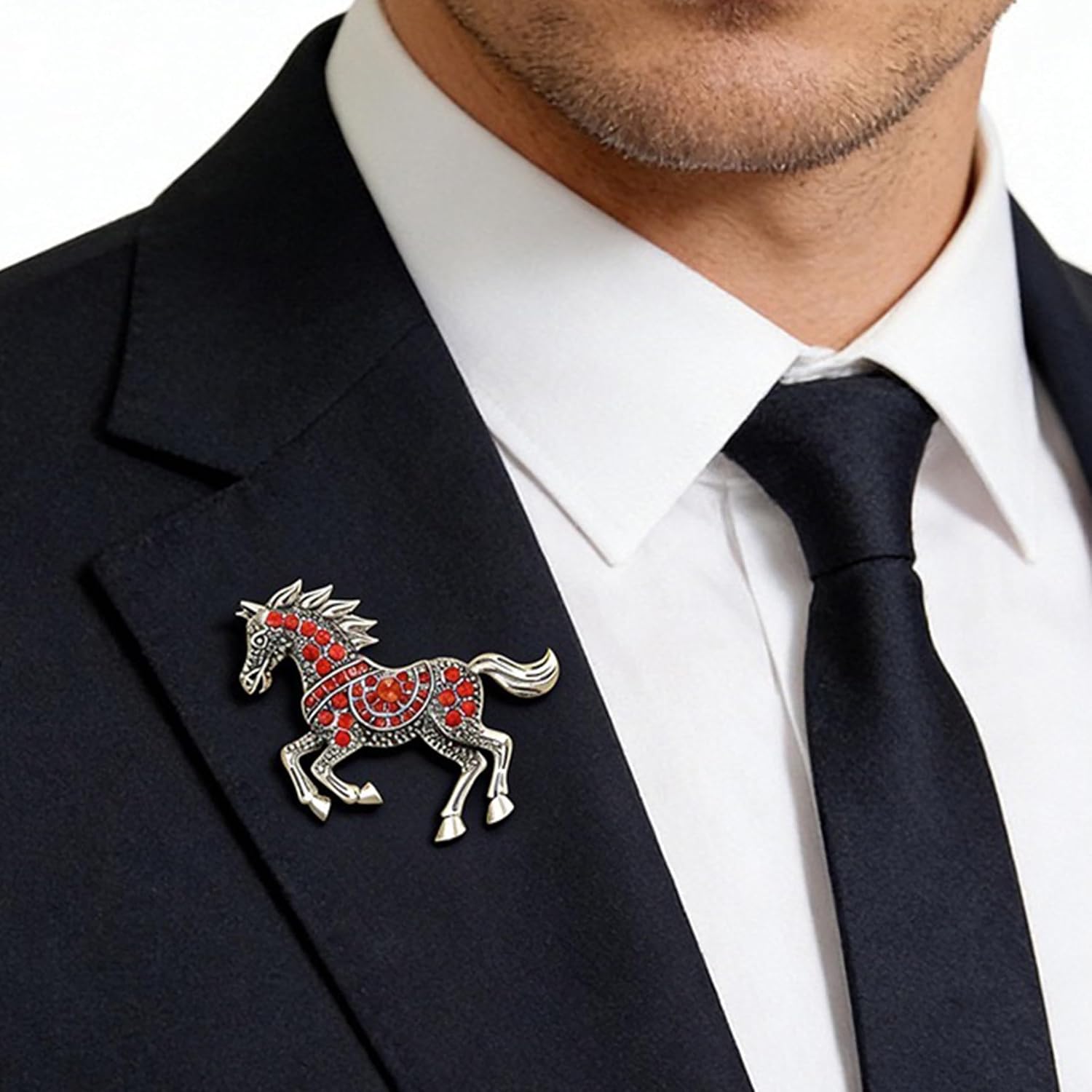 Detalle 2 de Rhinestone Horse Brooch for Women – Vintage Enamel Sparkle Pin