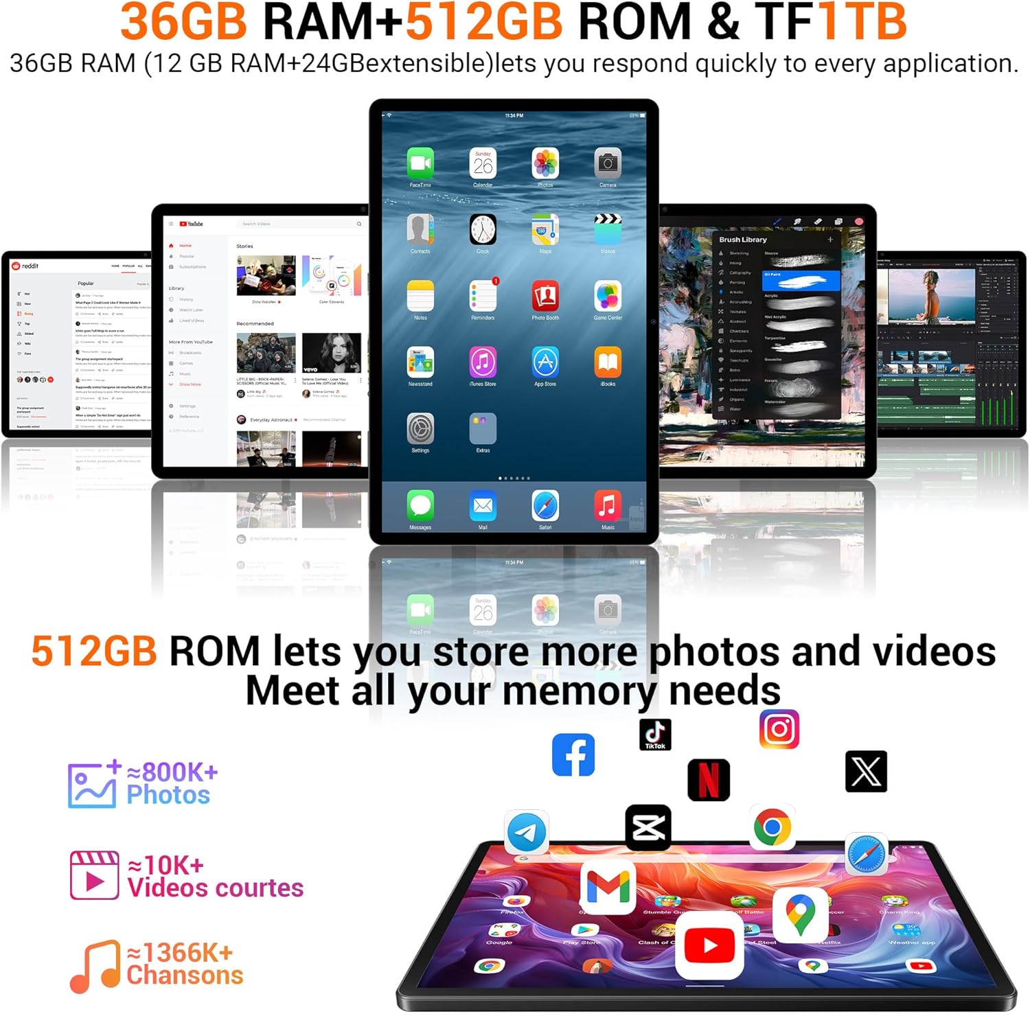 Thumbnail 2 de BEYNIVAN Tablet13 Pollici Android 15 con 4G/5G, 36GB RAM+512GB ROM, Espansione microSD, 13MP+8MP, Gemini AI e Tastiera incluse