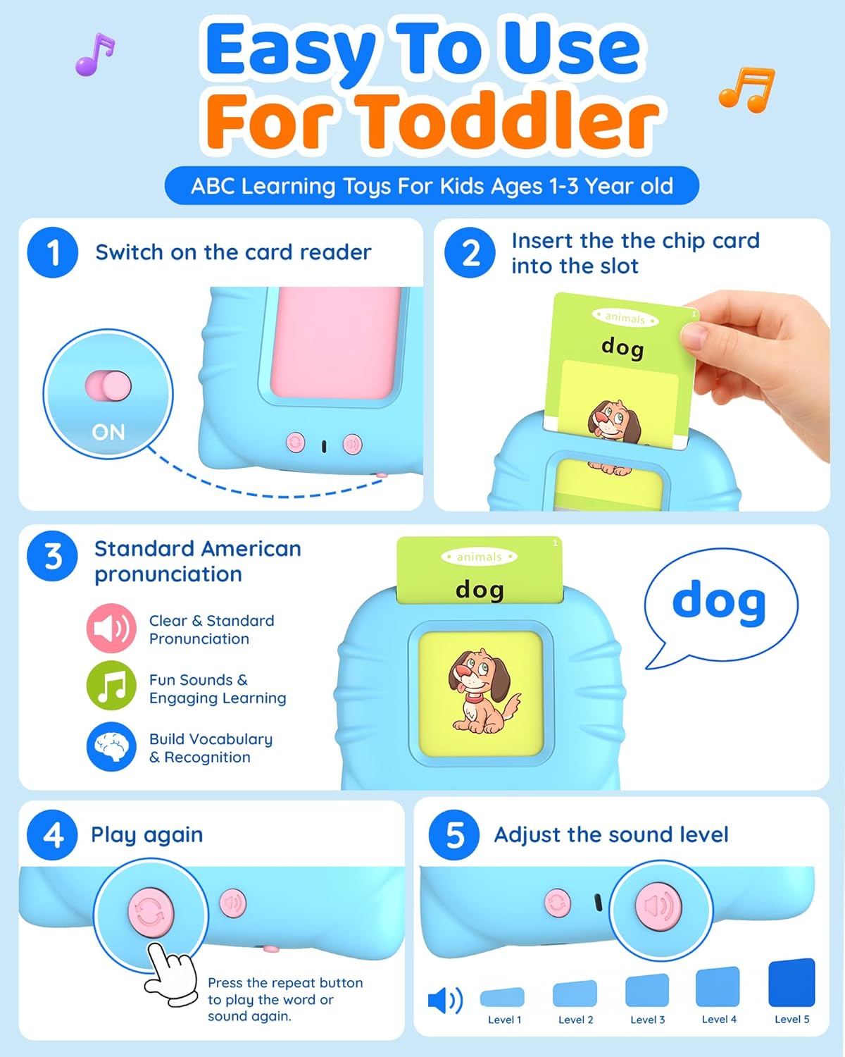 Detalle 2 de Aullsaty Toddler Talking Flash Cards 248