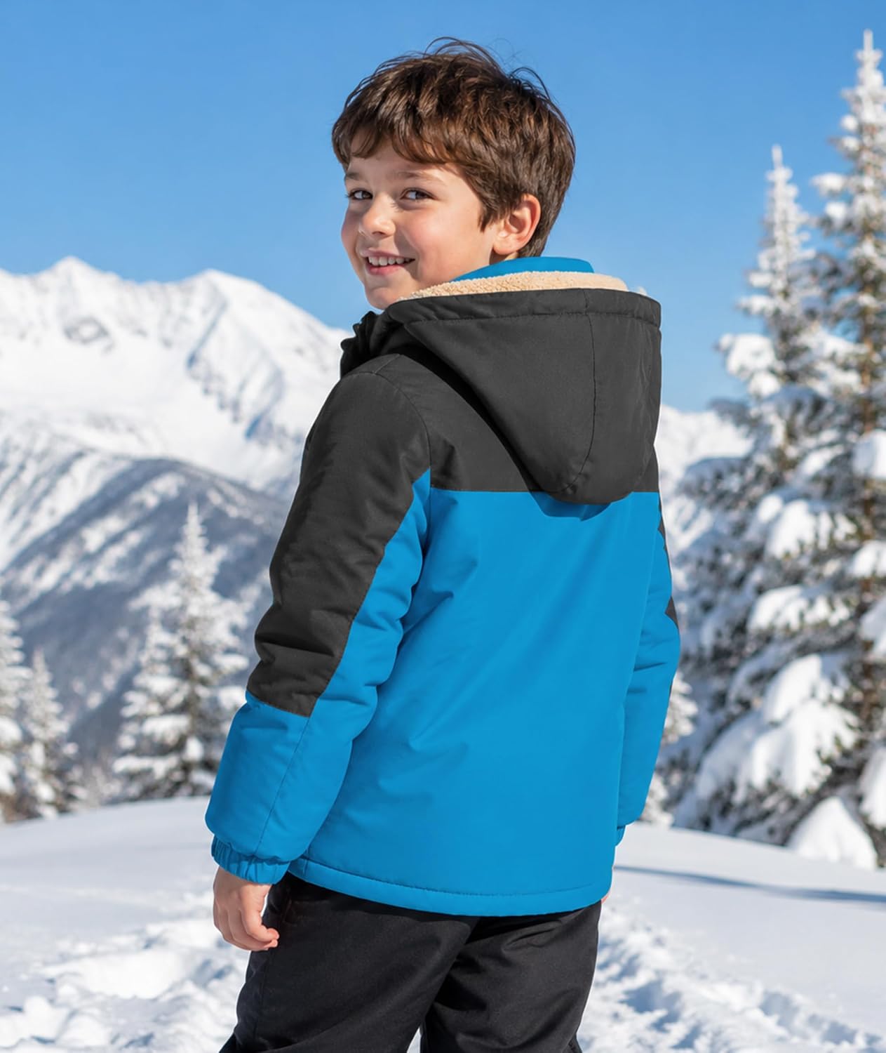 Detalle 2 de ZITY Kids Ski Jacket, Sherpa-Fleece Lined with Removable Hood