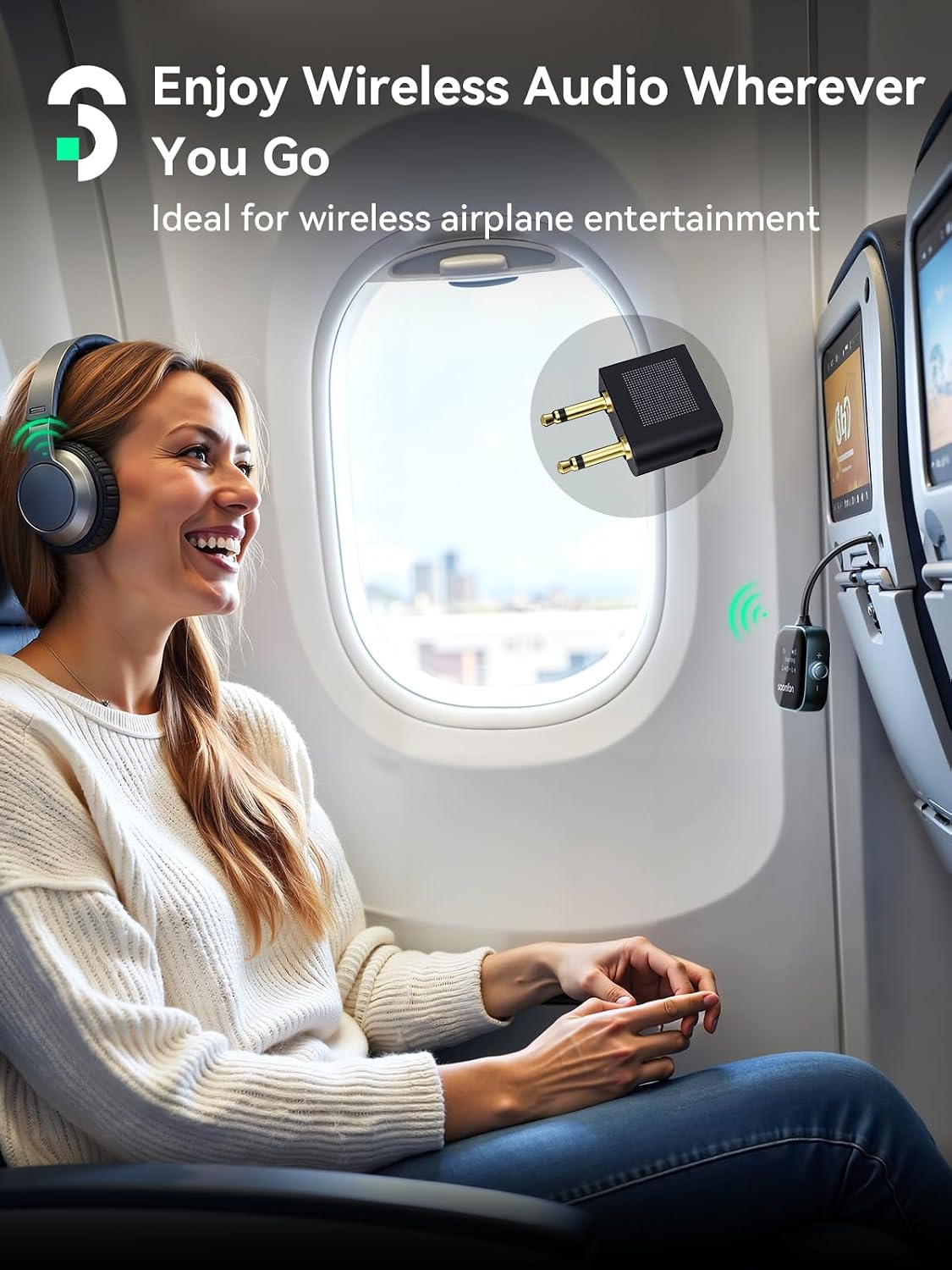 Thumbnail 1 de SOOMFON Bluetooth 5.3 Transmitter Receiver: 2-in-1 Airplane Adapter with LCD Display