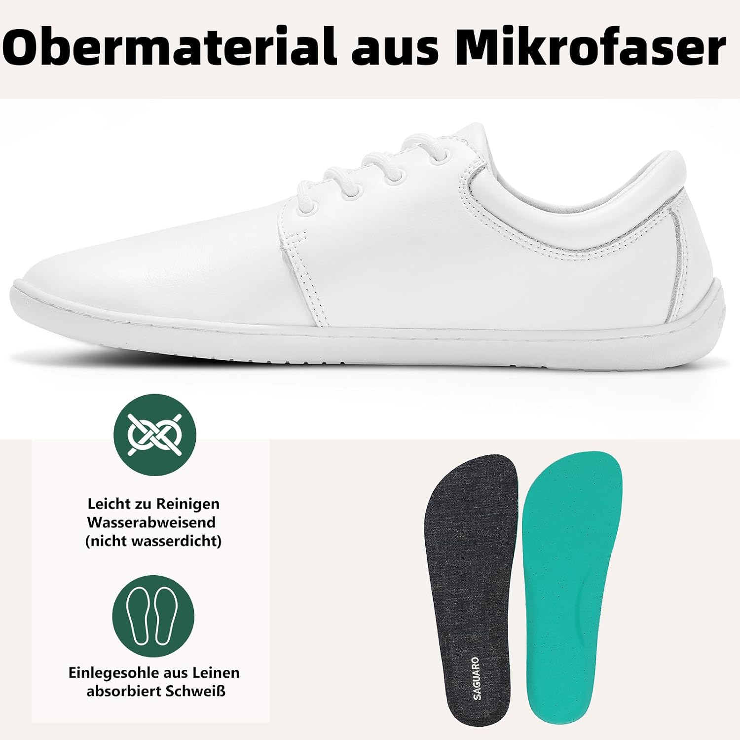 Detalle de SAGUARO Noble II Barfußschuhe für Herren – leichte Minimalschuhe mit breiter Zehenbox, Zero-Drop & rutschfester Gummisohle