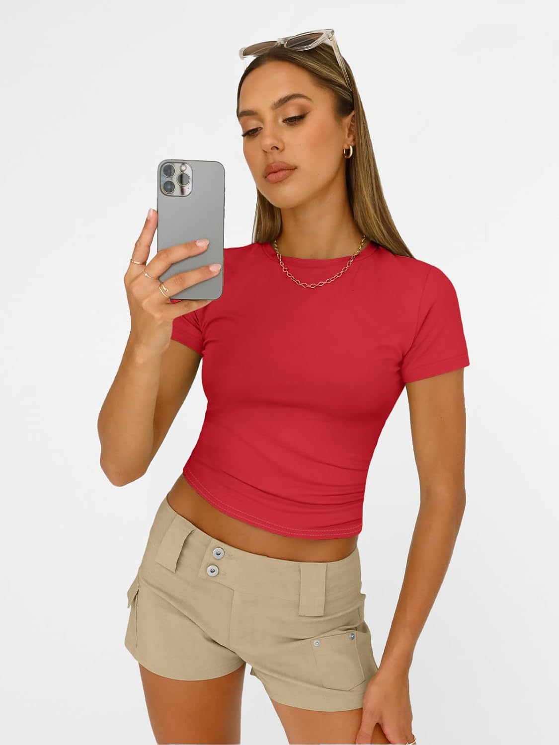 Thumbnail 2 de AUTOMET Women's Crew Neck Short Sleeve Summer Basic T-Shirt