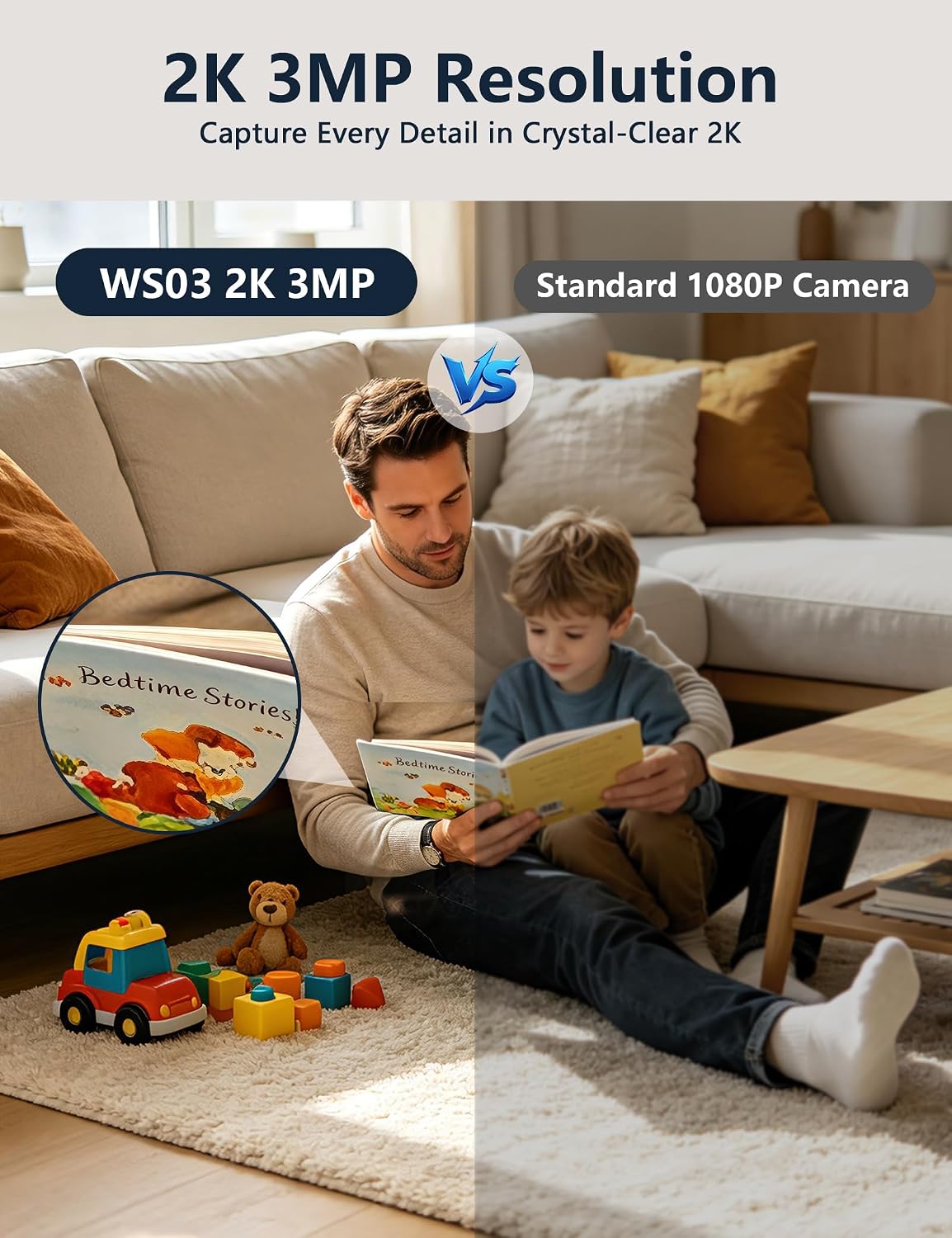 Detalle 1 de Surfola WS03 2K Indoor Camera with 355° Pan, 60° Tilt and Night Vision