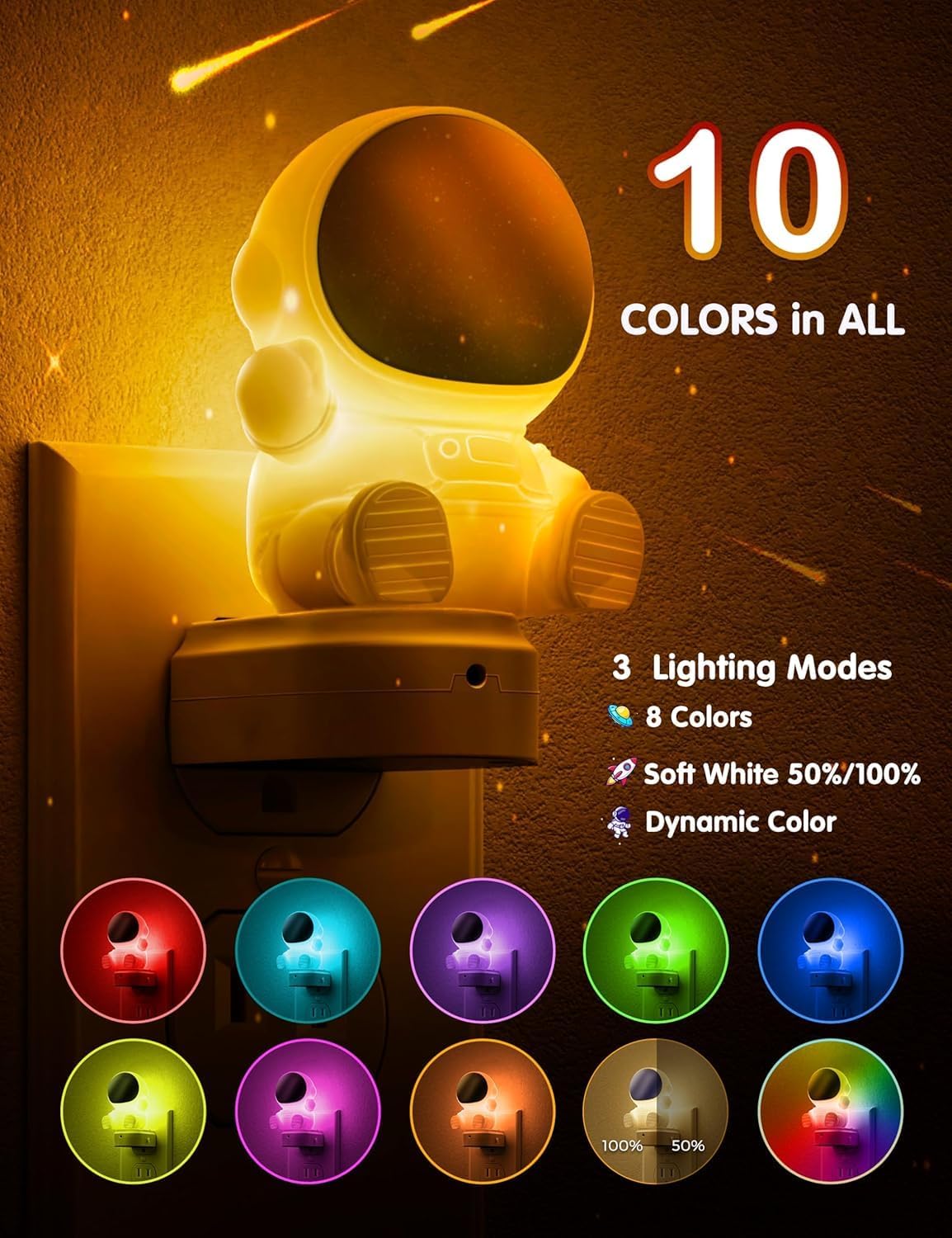 Detalle 2 de L LOHAS LED GD101 3D Spaceman Plug-In Night Light, RGB and 3000K White