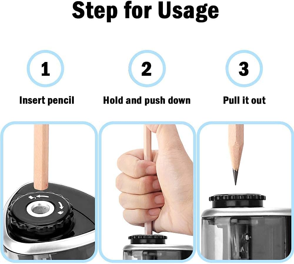 Detalle 2 de Aogwat Sharpeners-1 Electric Pencil Sharpener with Manual Mode, Black