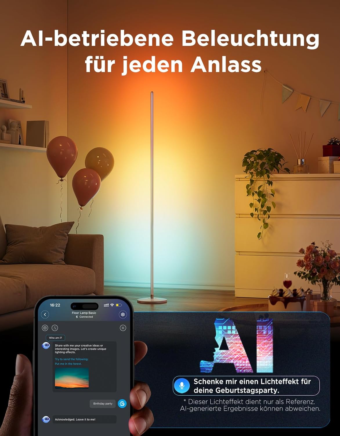 Thumbnail 6 de Govee RGBIC LED Stehlampe Wohnzimmer – 136 cm, 1000 lm, 85 Szenenmodi, RGBIC-Farben, Matter & Alexa kompatibel