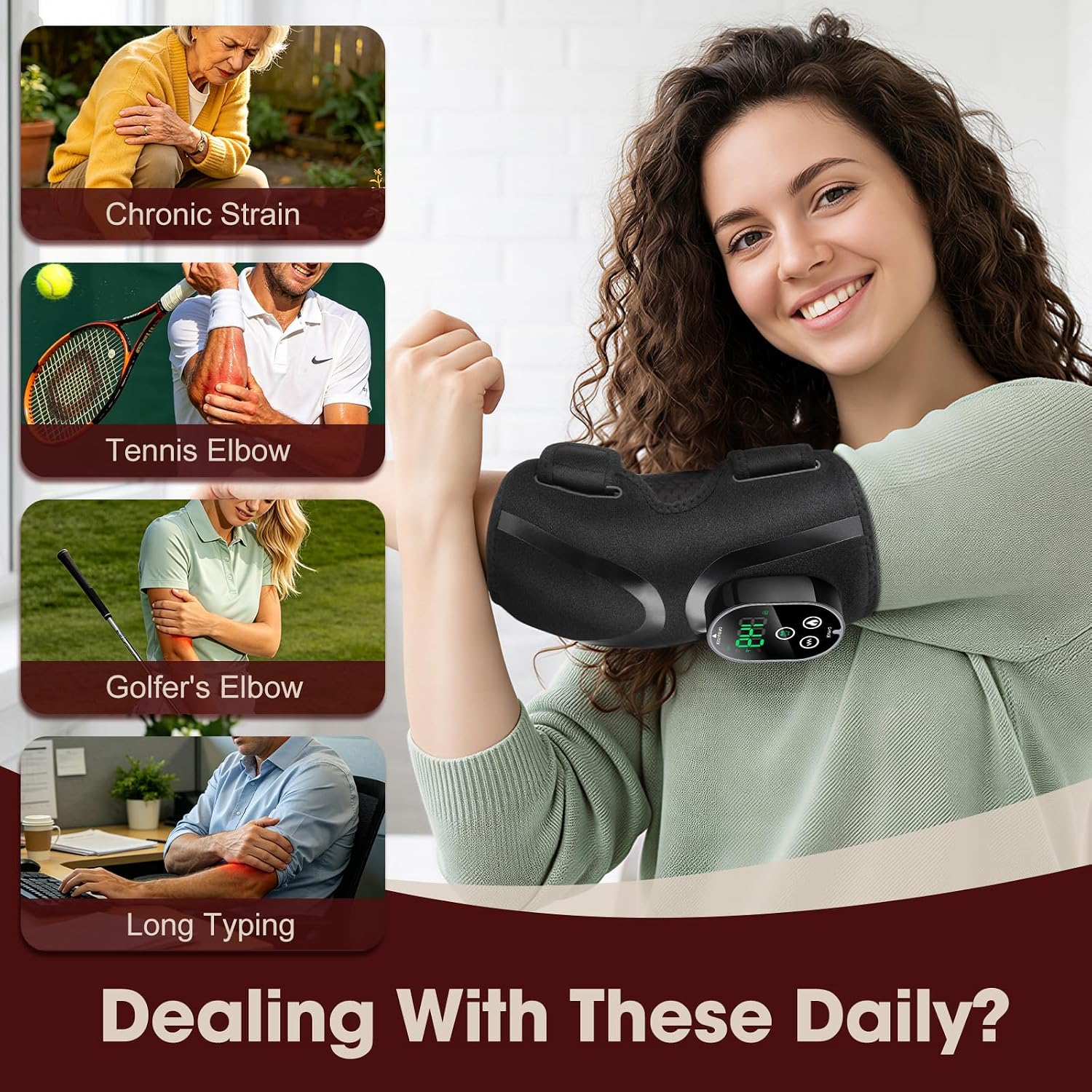 Detalle de Cordless Tennis Elbow Heating Pad, 3000mAh