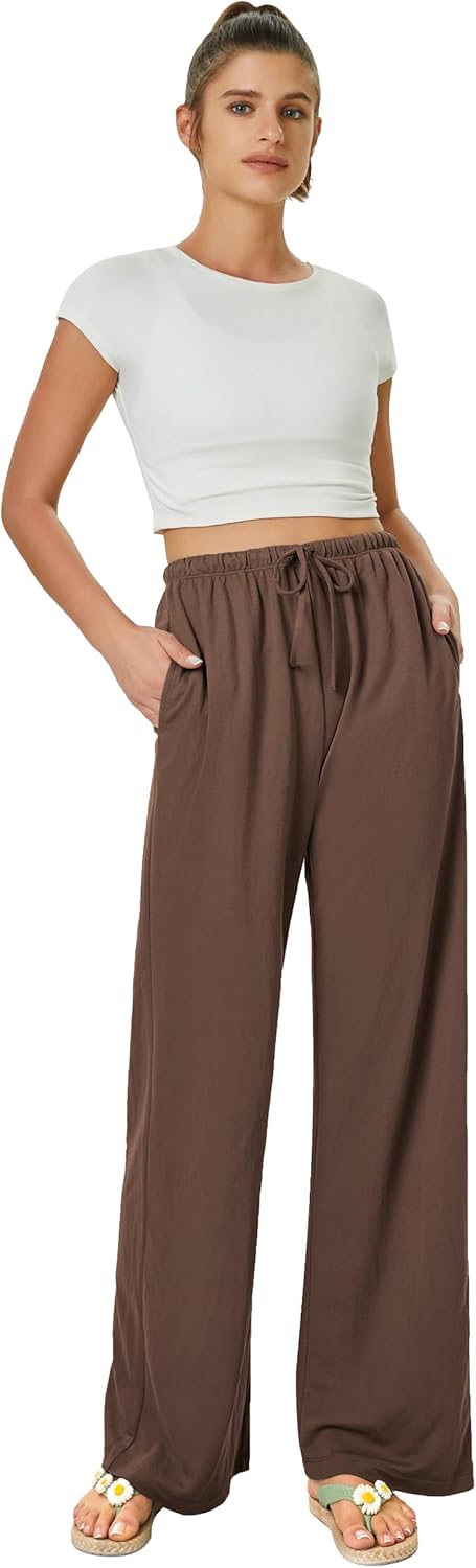 Thumbnail 5 de Glacspyg Damen Palazzo Hose mit hoher Taille – Fließende Beinweite, Strandlook & Taschen