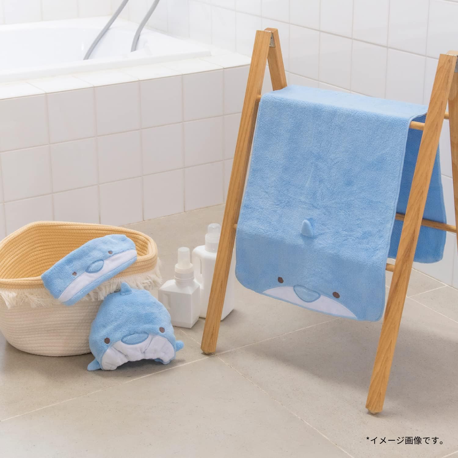 Detalle de りぶはあと 17811-61 アニマルきゅうそくタオル イルカ ヘアドライタオル 吸水速乾