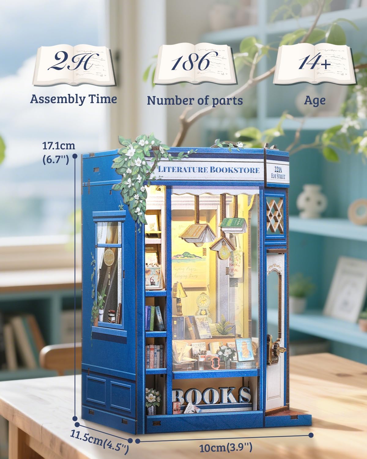 Thumbnail 1 de Cutefun Book Nook Kit DIY Miniature Literature Bookstore House with LED Bookshelf Insert (186-Piece Puzzle)