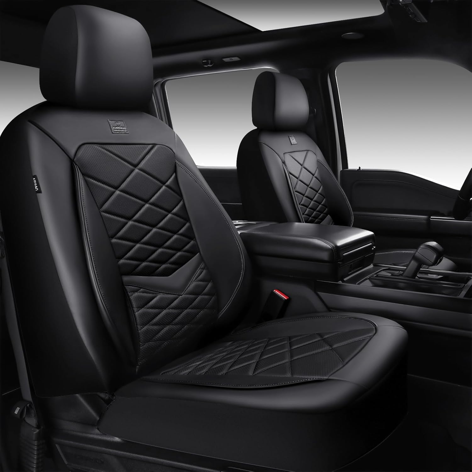 Detalle de CAR PASS Luxury Nappa Leather Front Seat Covers — Waterproof 3D Foam