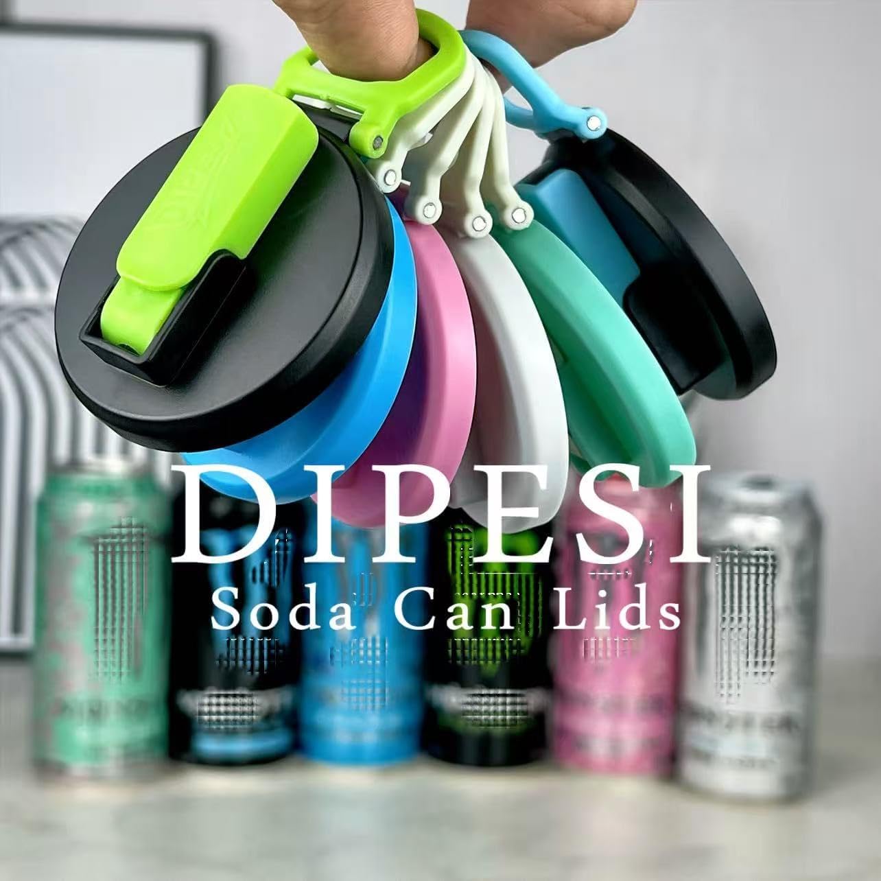 Detalle de DIPESI K01 Soda Can Lids with Straws for Standard 12 oz and 16 oz Cans