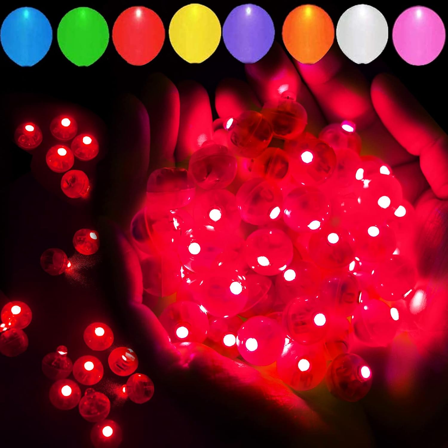 Thumbnail 6 de 100pcs Multicolor LED Balloon Lights (Rainbow Round Mini Flash Lights) for Party, Wedding & Holiday Decor