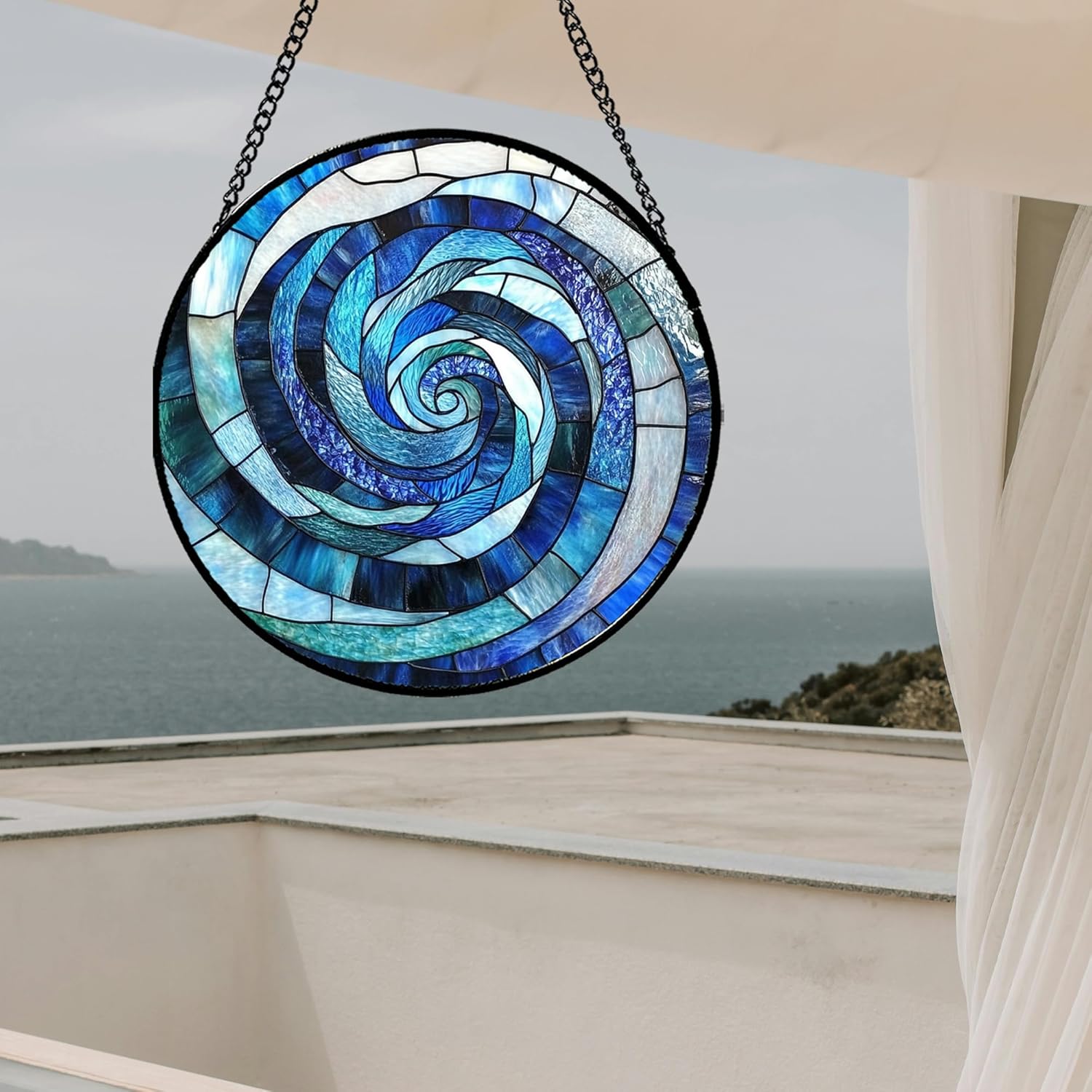 Thumbnail 4 de CRISGIF Stained Glass Window Hanging 7.8 in