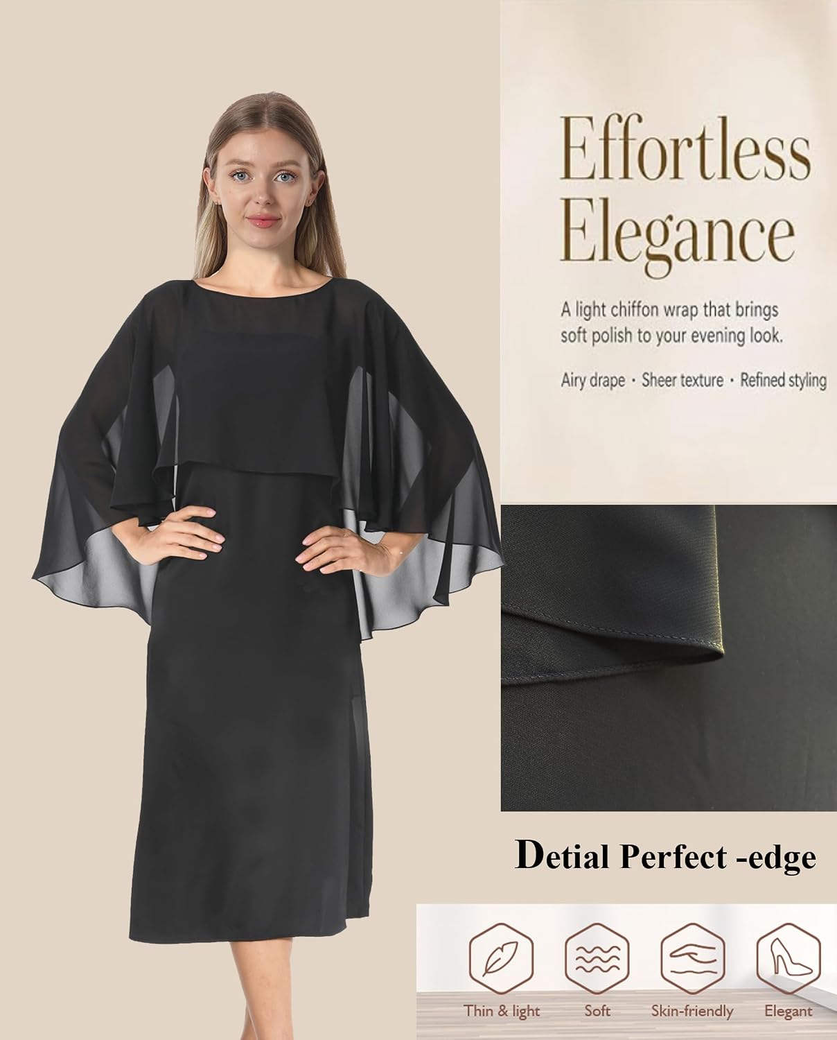 Detalle 2 de Chiffon Capelet for Women in Tulle Polyester