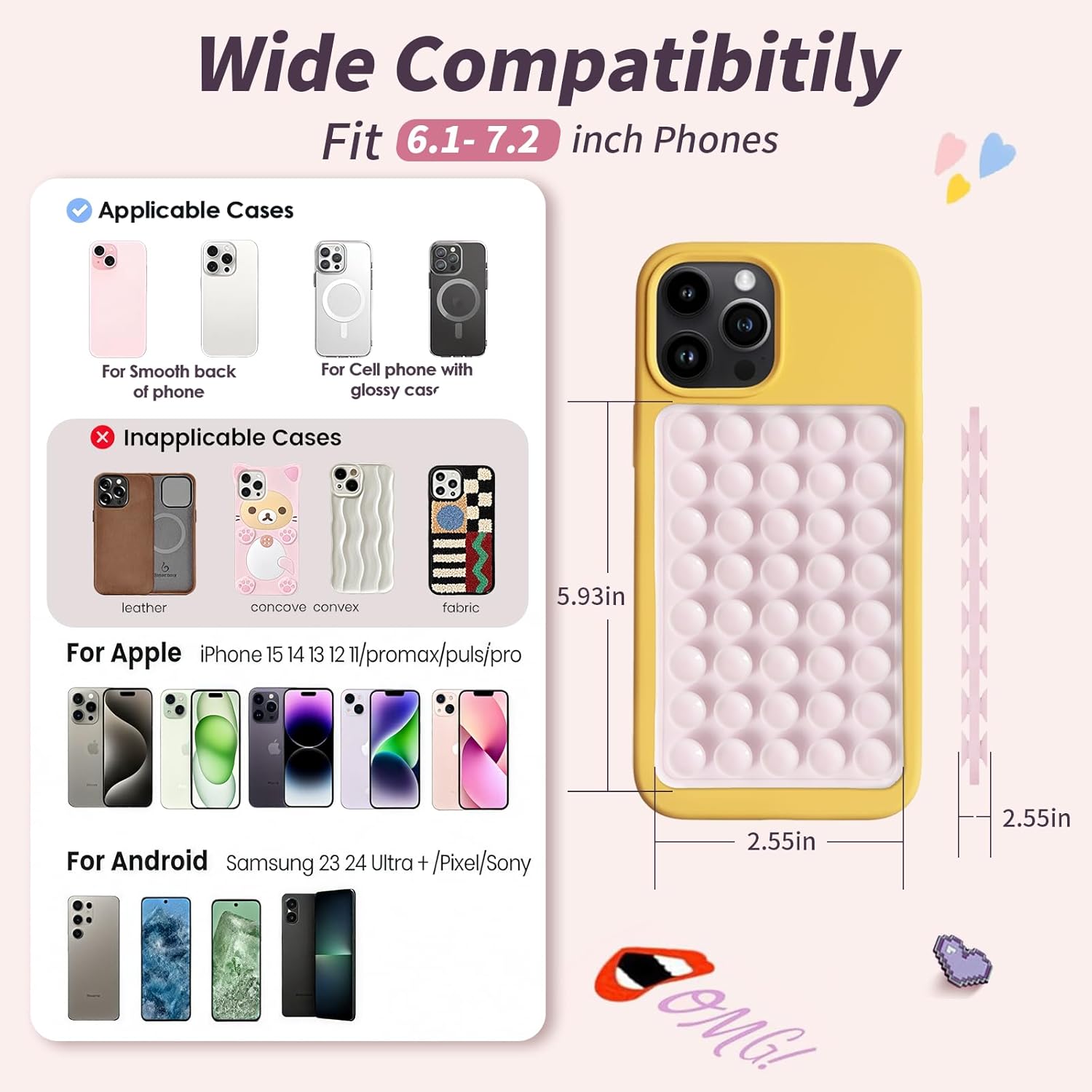 Thumbnail 4 de (2 Pack) Silicone Suction Cup Phone Mount 6.1–7.2 in