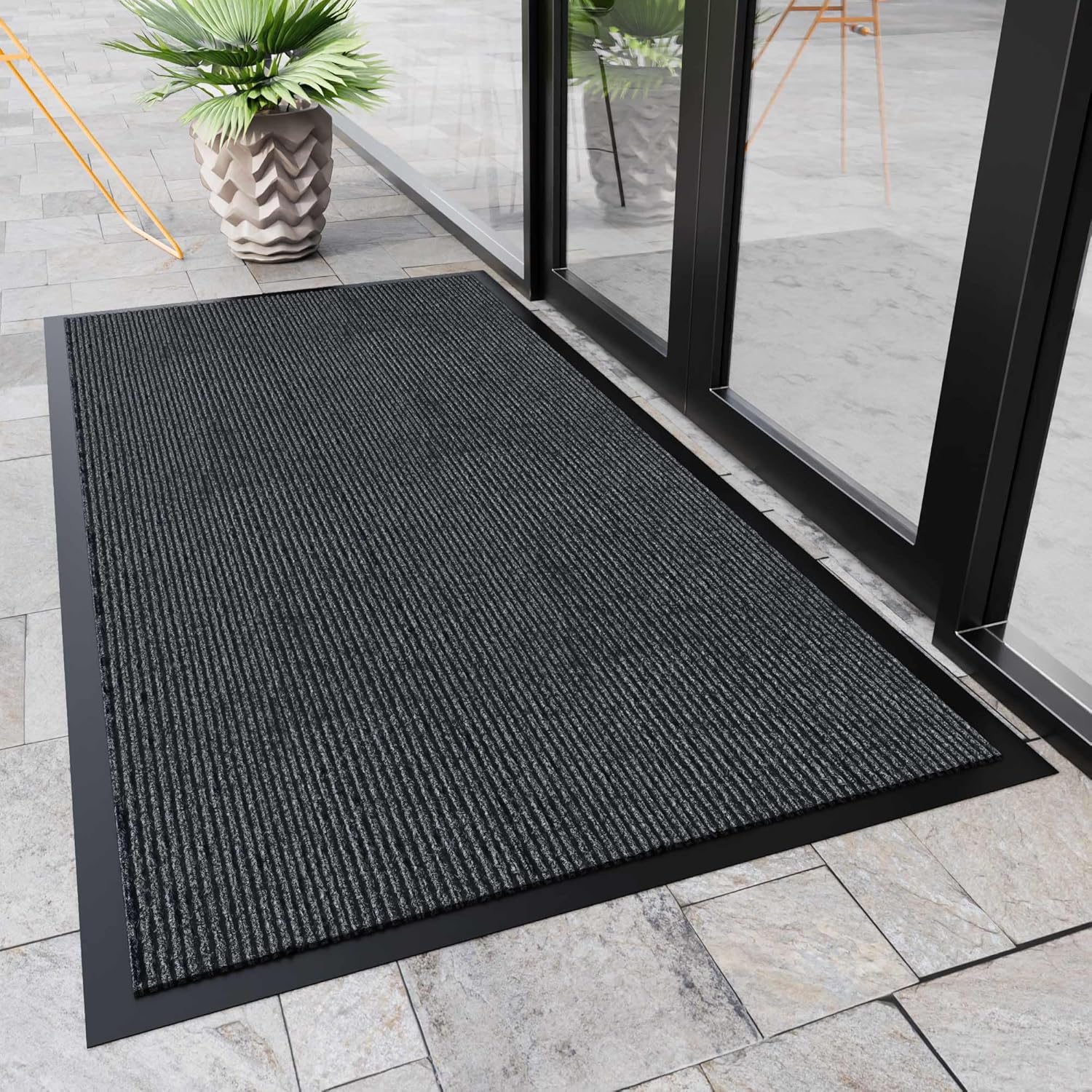 Thumbnail 1 de HOMEK Paillasson d’extérieur pour entrée 60 x 180 cm – grand tapis gris foncé résistant à la pluie