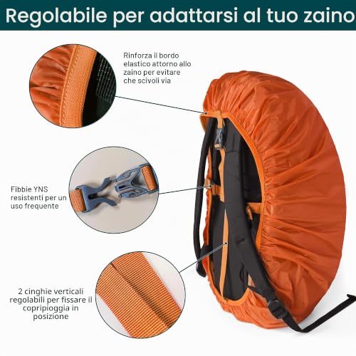 Detalle 2 de Unigear Coprizaino Antipioggia 10–90 L – Protezione affidabile per zaini in viaggio, trekking e ciclismo