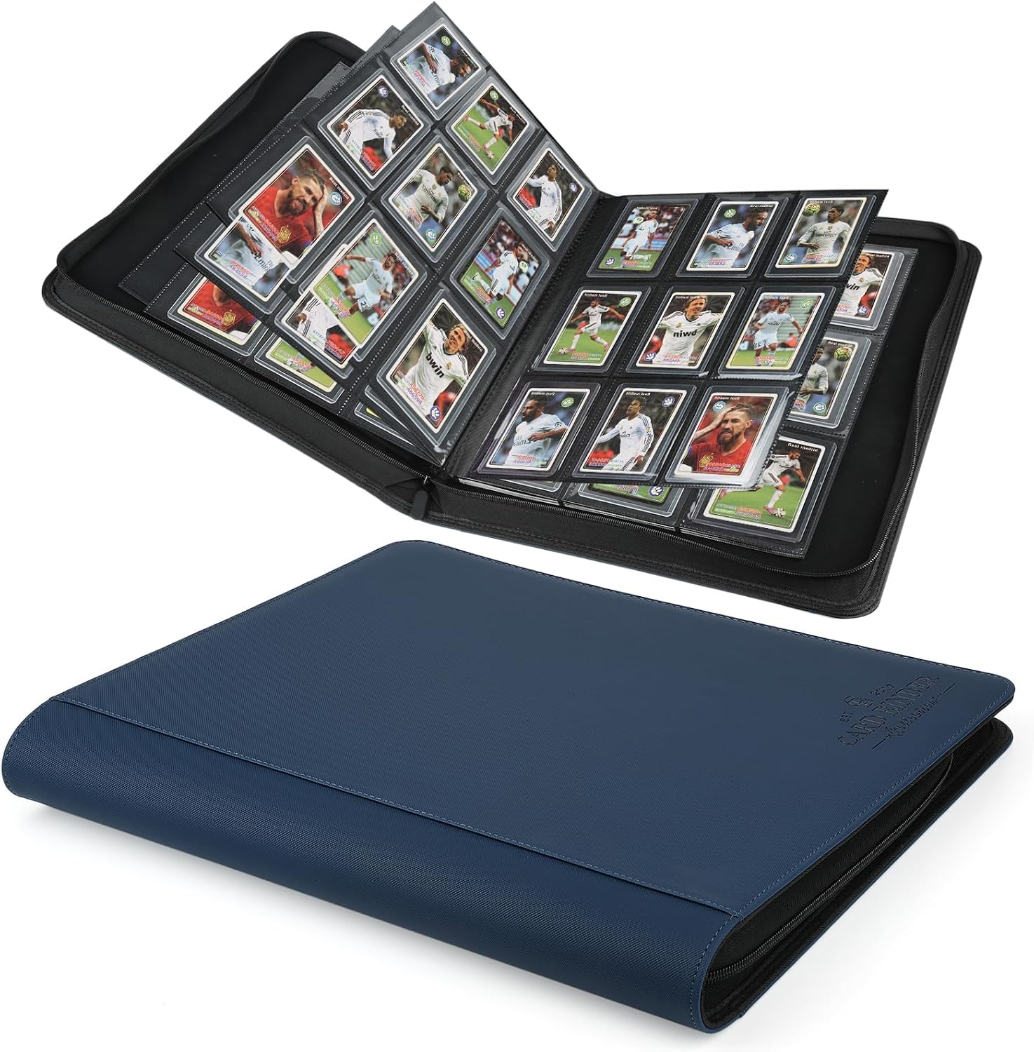 Detalle de CARDBINDER toploader-blue 9-Pocket Toploader Binder, Blue, Holds 288 Cards