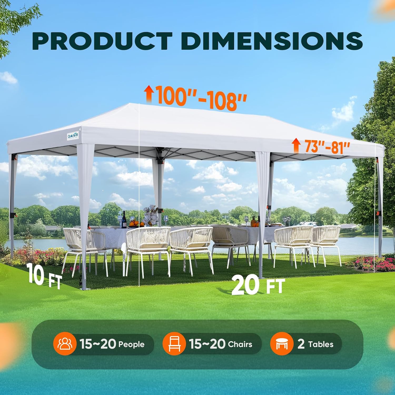 Detalle 2 de Quictent YS1205 10x20 Pop-Up Canopy Tent with Removable Sidewalls