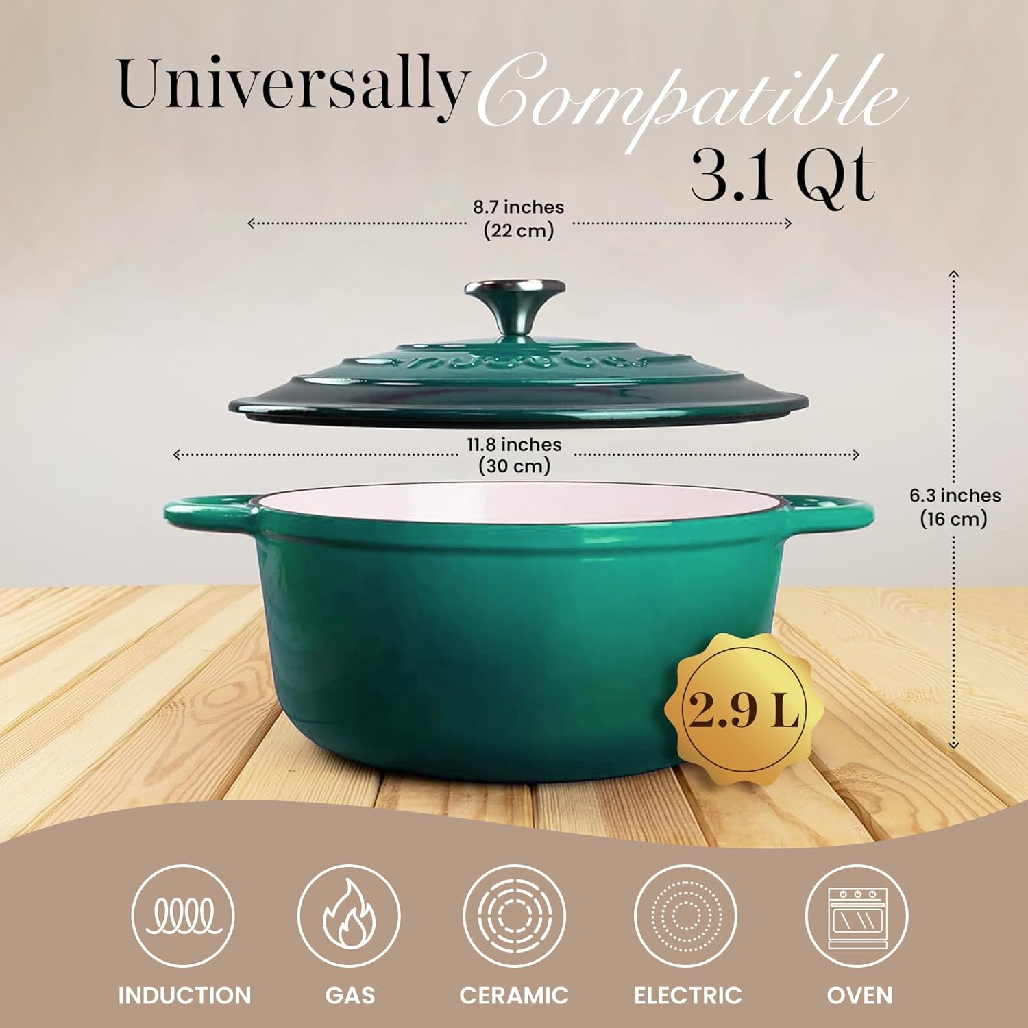 Detalle 2 de Dutch oven 3.1 quart, 22cm, dark green