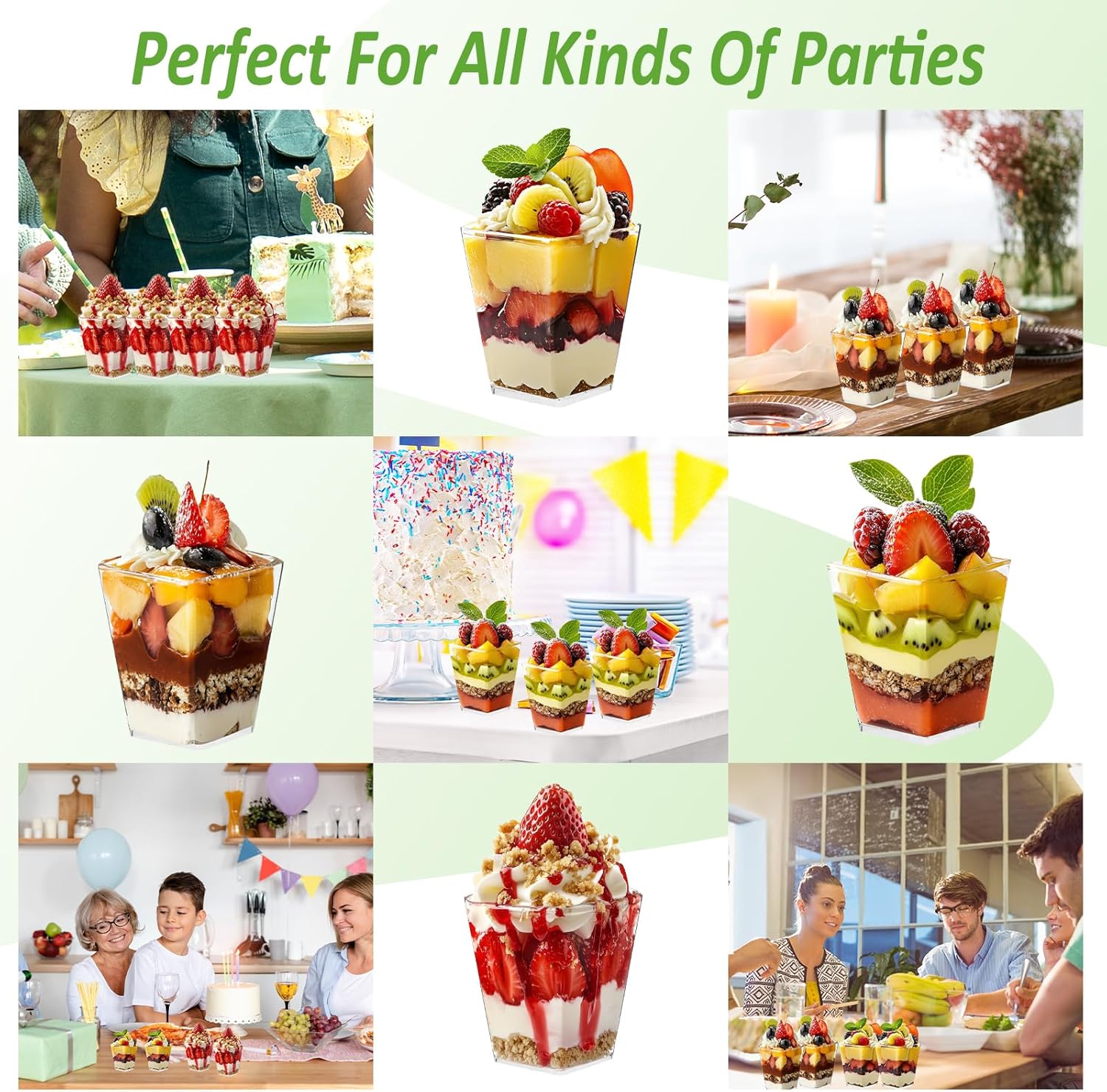 Thumbnail 6 de Ouxayapl Dessertgläser aus Plastik 5 OZ / 160 ml (50 Stück) inkl. 50 Löffel – transparente Dessertbecher für Eis, Mousse & Joghurt