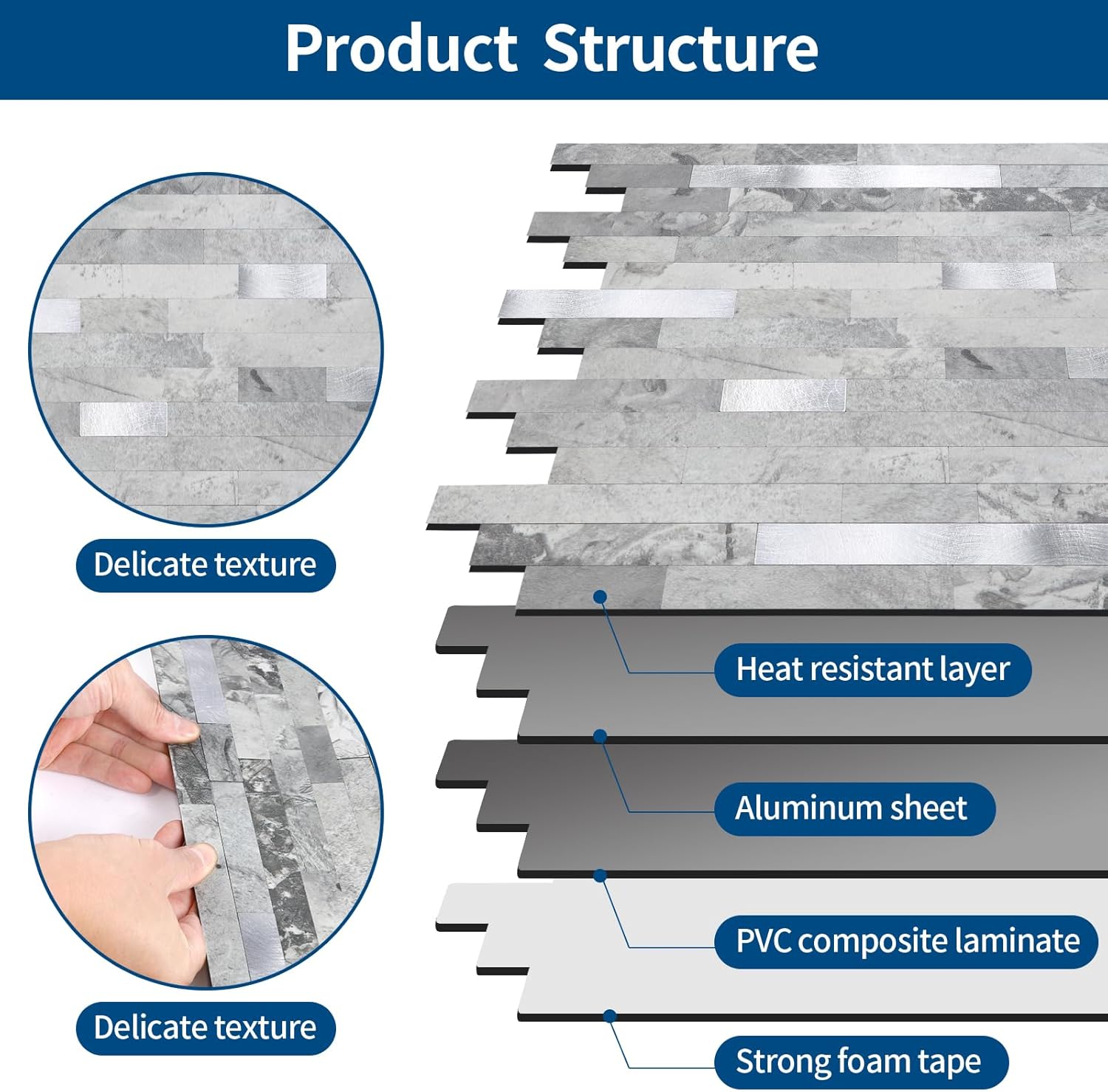 Thumbnail 5 de Yipscazo 12x12 Stone Metal Tile Backsplash