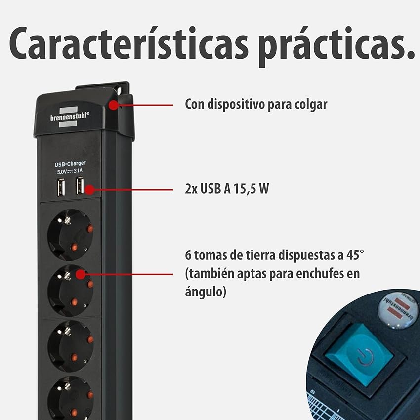 Thumbnail 2 de Brennenstuhl Premium-Line regleta 6 tomas 3m