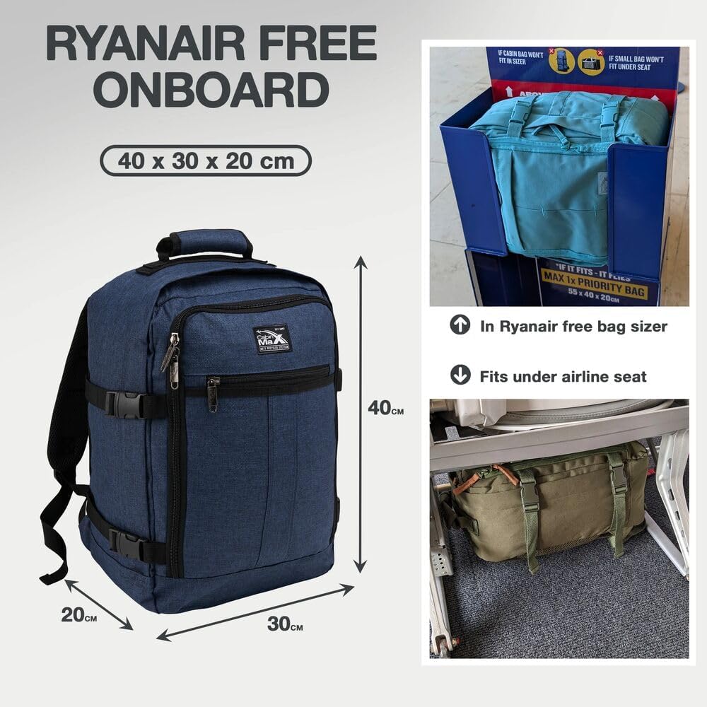 Detalle de Metz for Ryanair Cabin Bags 40x30x20 Underseat Cabin Bag – 24L Recycled PET Travel Backpack