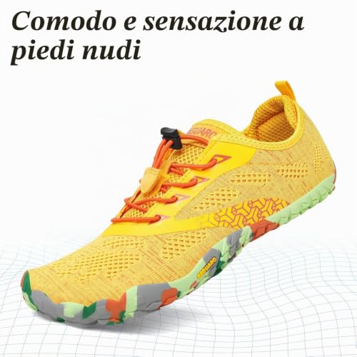 Detalle de SAGUARO Scarpe Barefoot Minimaliste Uomo/Donna – Multisport Giallo 38 EU
