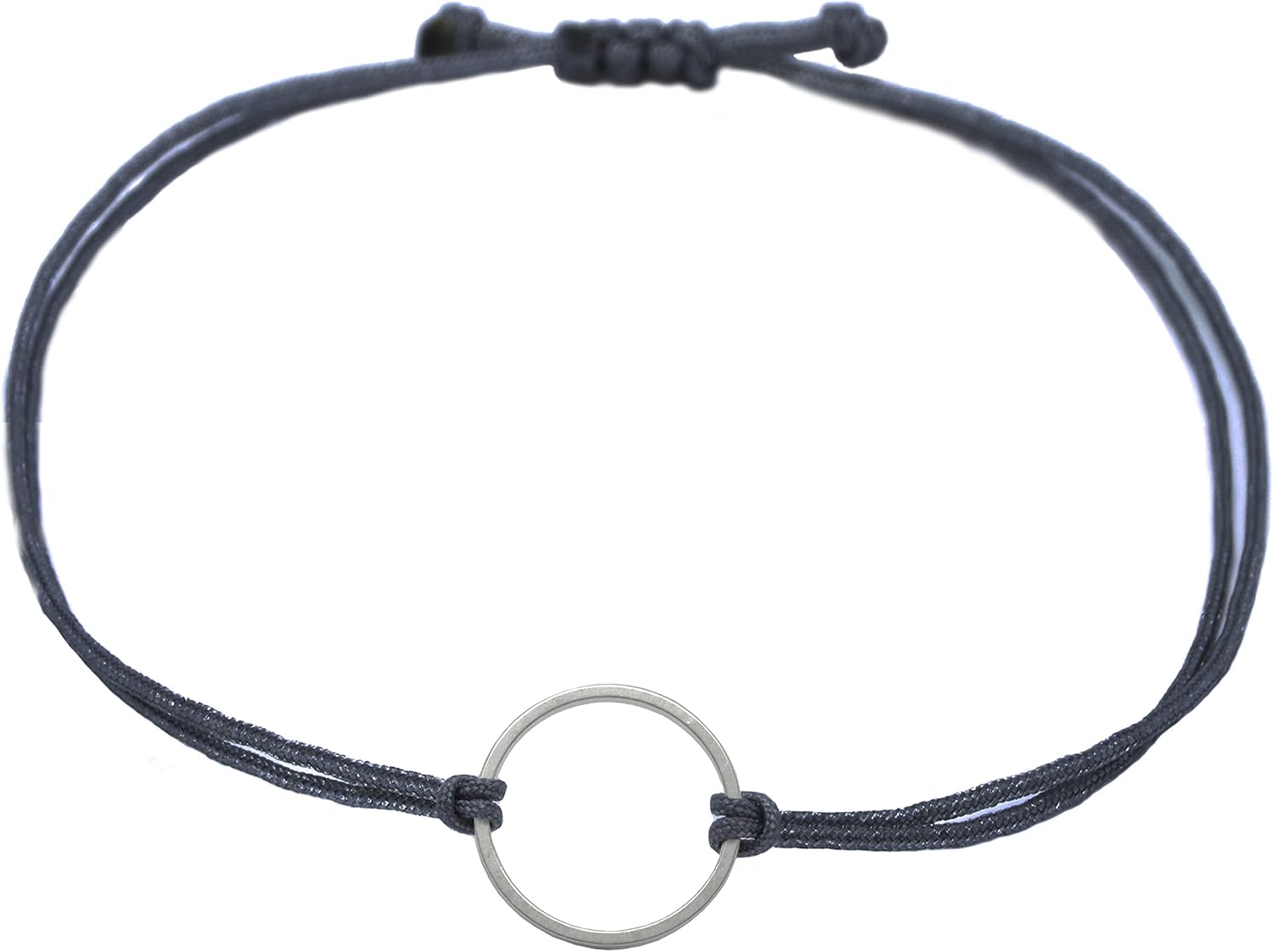 Detalle de Selfmade Jewelry Damen-Armband „Kreis“ in Silber – größenverstellbares Makramee-Armbändchen inkl. Geschenkverpackung