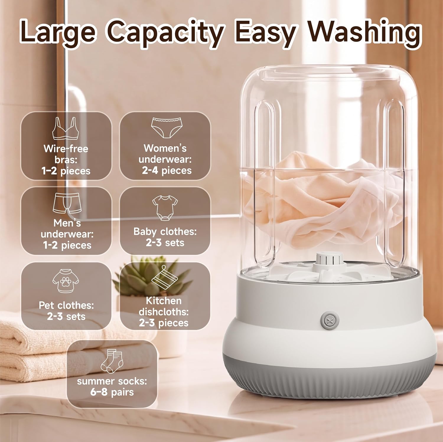 Detalle 2 de Easy Partner 002 Mini Washing Machine, 3L Cordless Washer for Small Loads