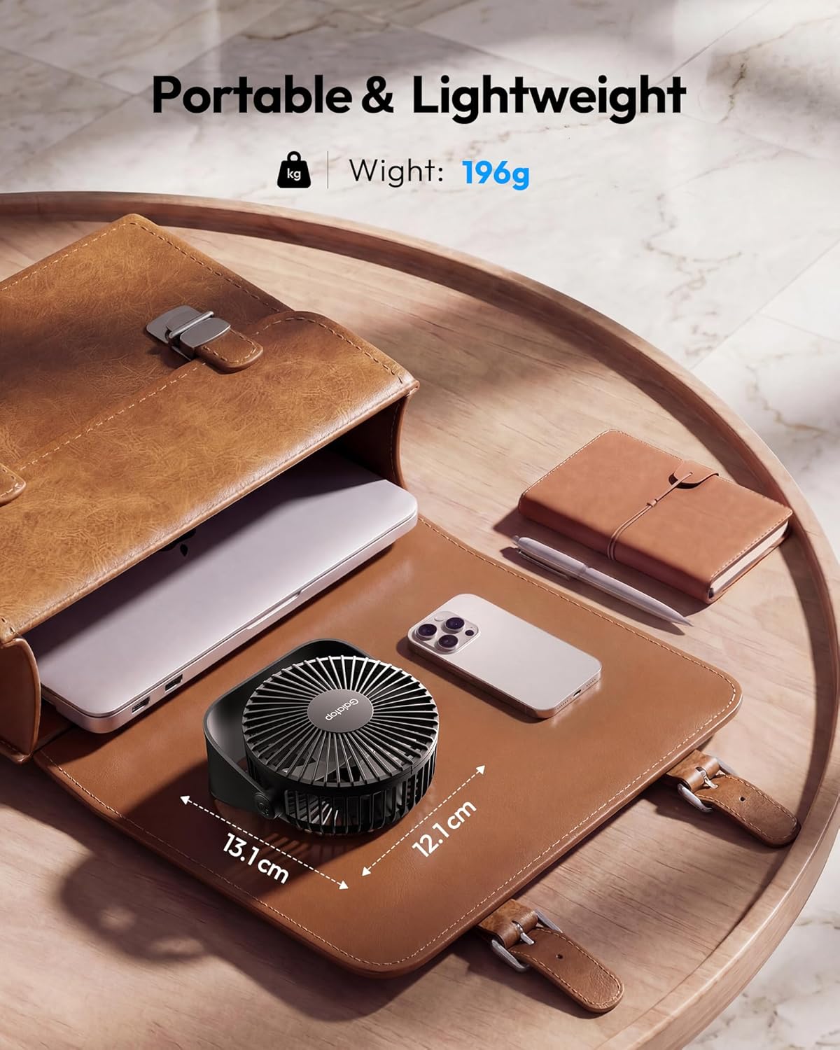 Detalle de gaiatop Small USB Desk Fan: Quiet, Rechargeable, 360° Rotatable Mini Fan
