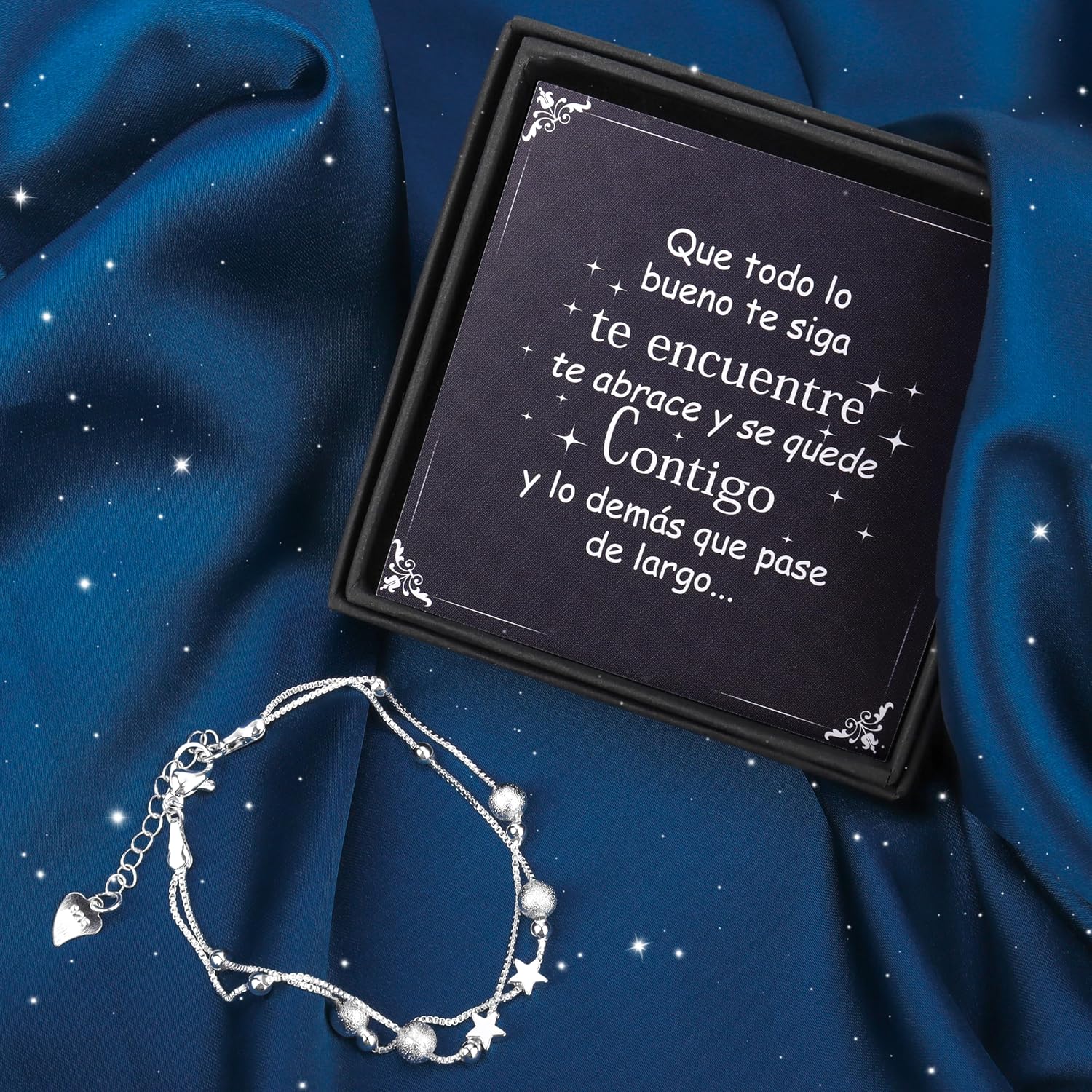 Thumbnail 2 de Pulsera plateada para mujer Rebundex: regalo sofisticado con estrellas y cuentas