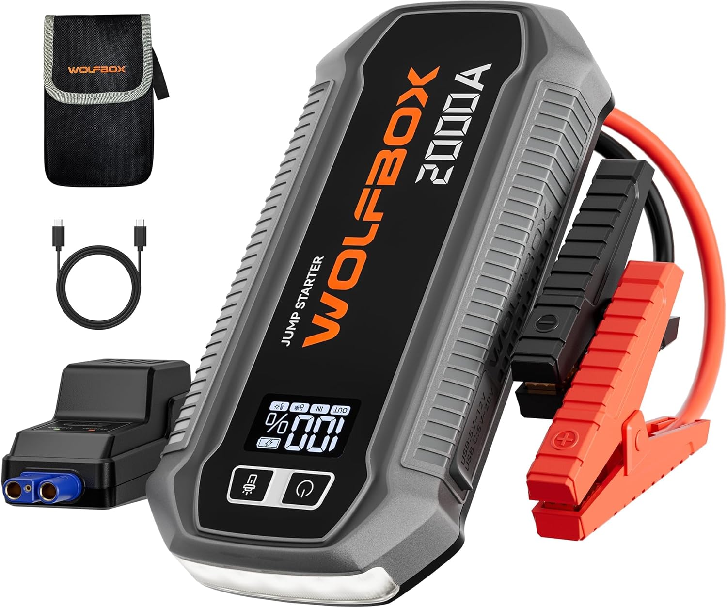 Detalle de WOLFBOX 2000A Jump Starter 44.4Wh car booster