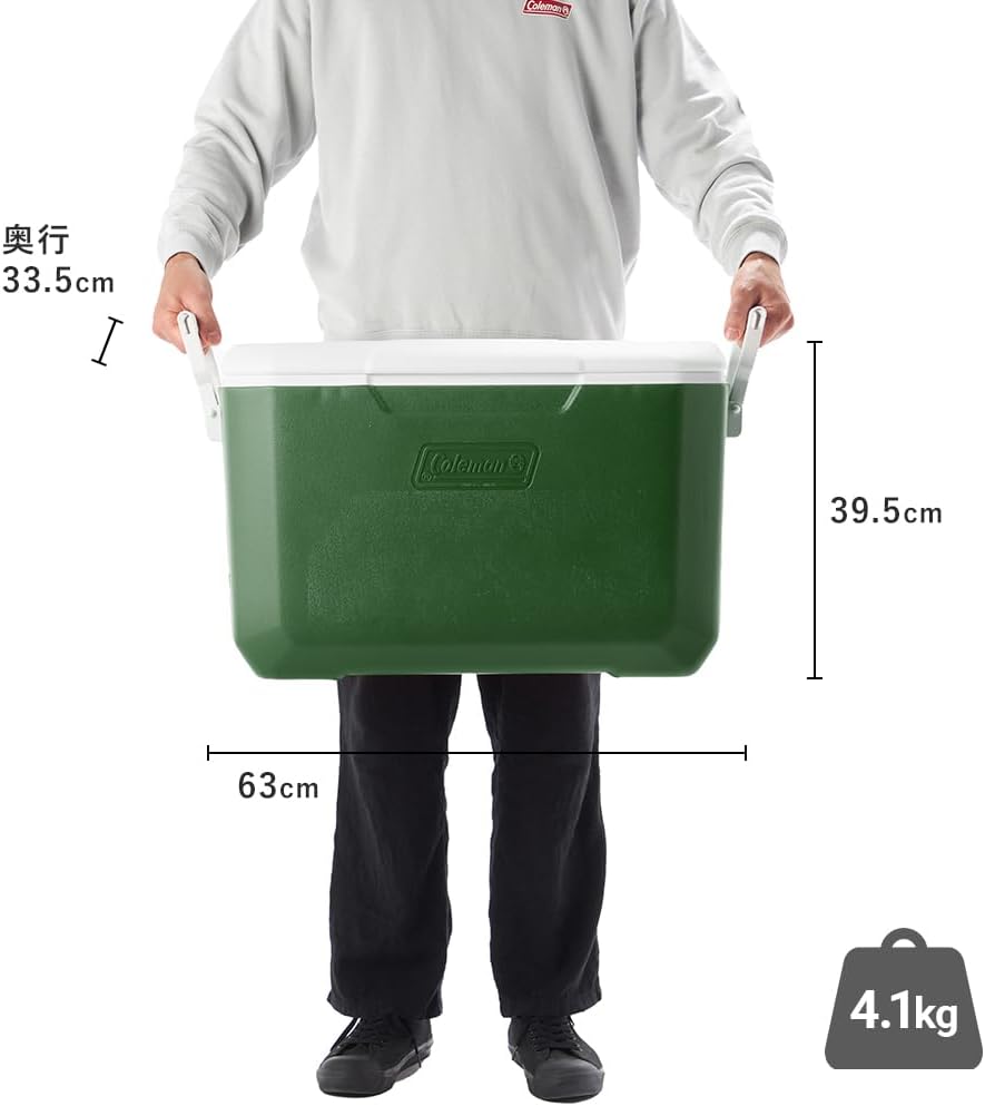 Detalle de コールマン ポリライト クーラーボックス 45L オリーブ、保冷力3日・カップホルダー付き